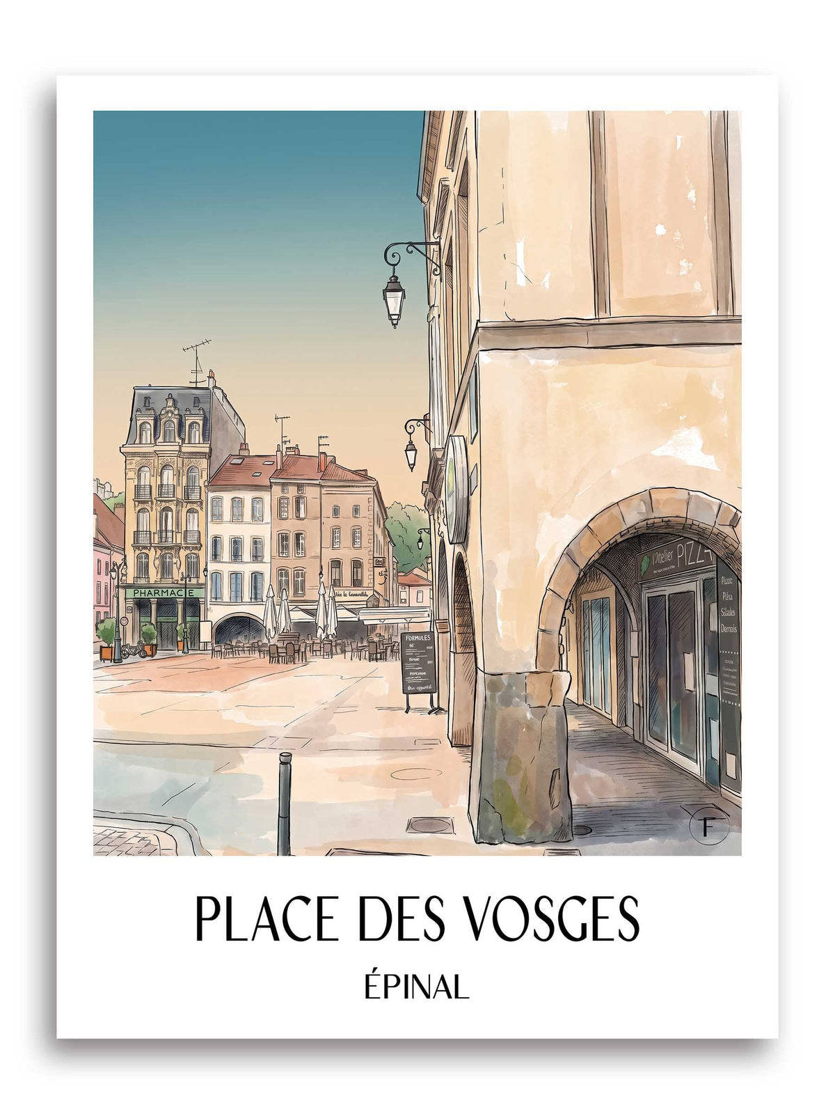 place-des-vosges-épinal-frankreich-poster-aquarell