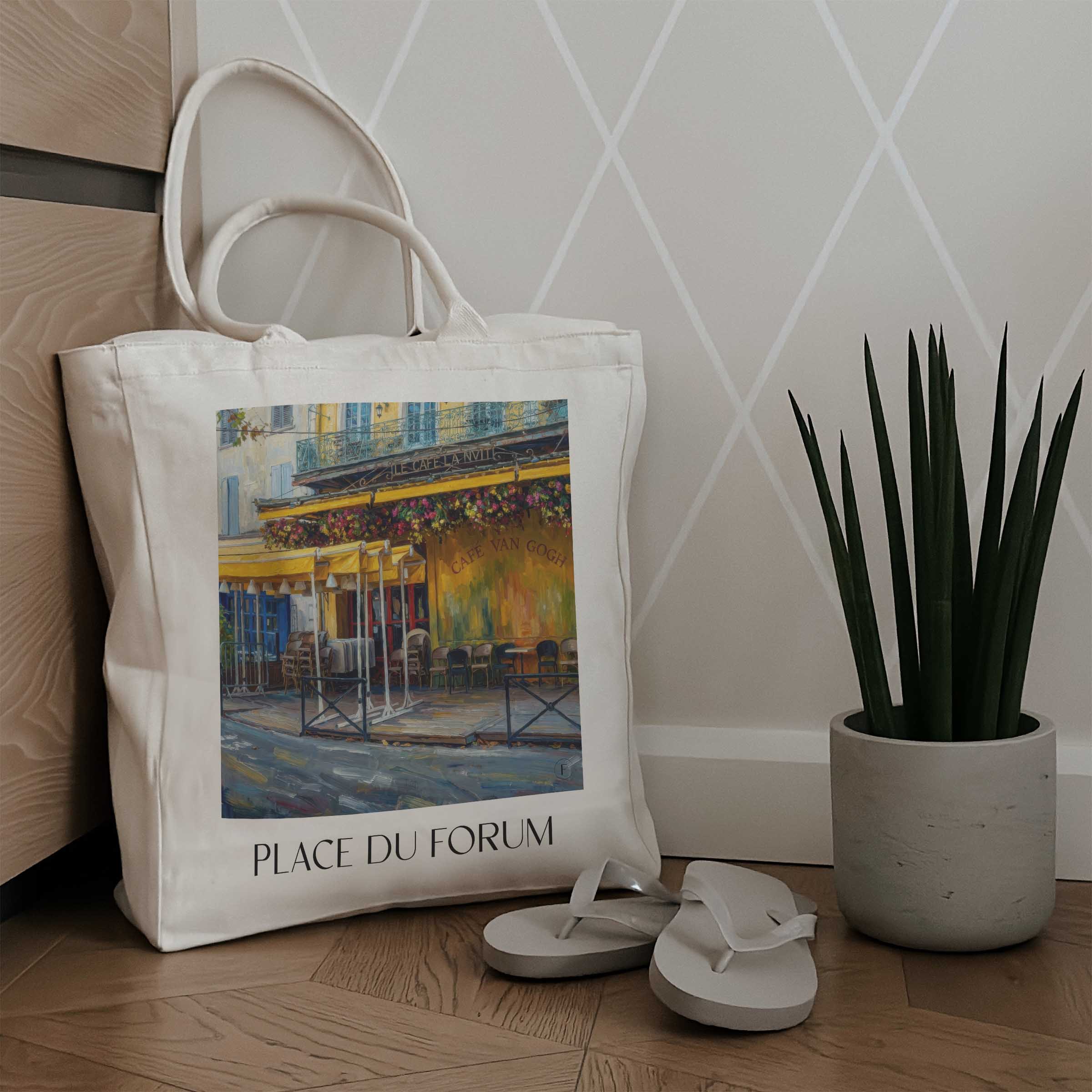 place-du-forum-arles-frankreich-einkaufstasche-oil-painting-oelgemaelde
