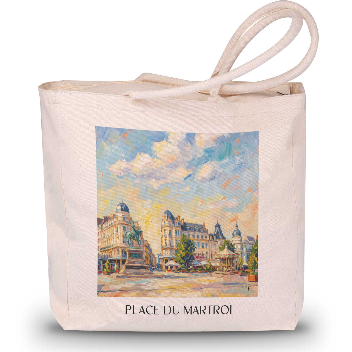 place-du-martroi-orléans-frankreich-einkaufstasche-oil-painting-oelgemaelde