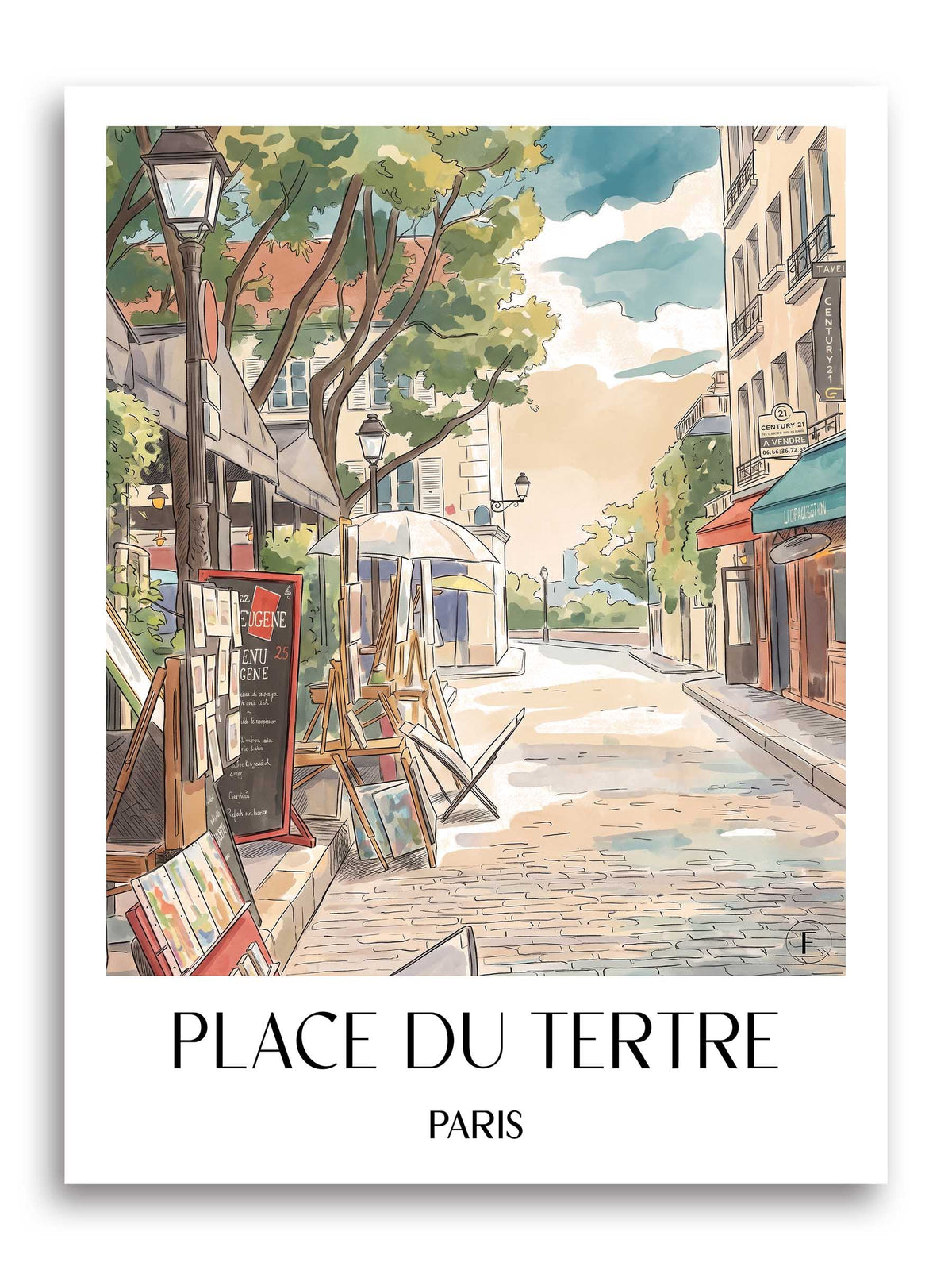 Place du Tertre Poster - Paris - Frankreich Kunstdruck - Aquarell von A4 bis A1 - favplace