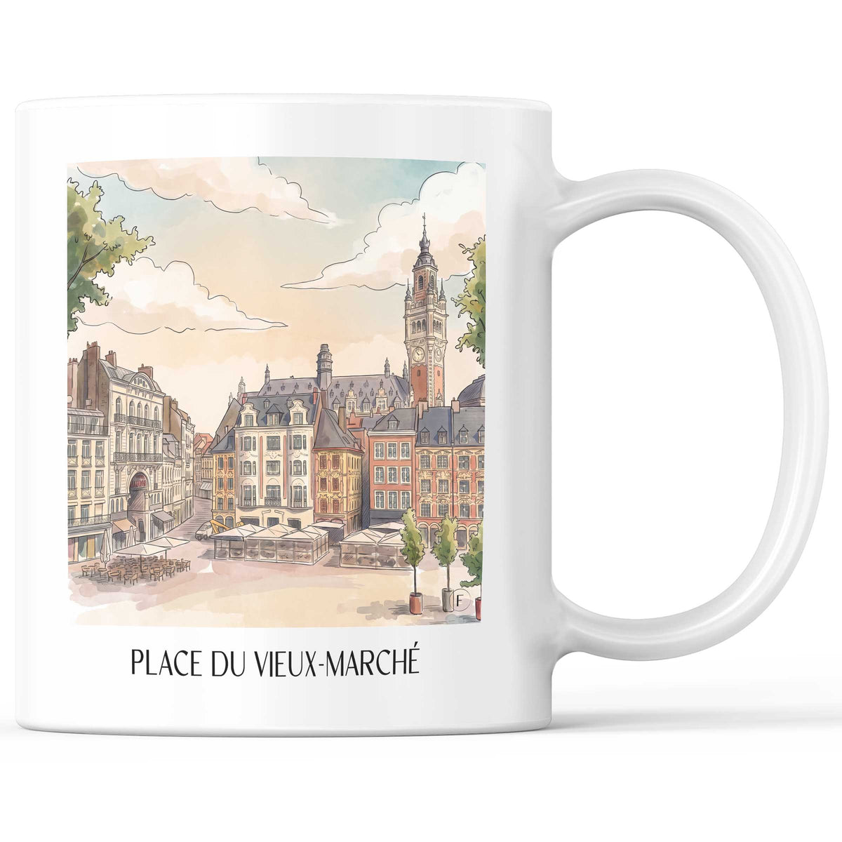 Place du Vieux-Marché Kaffeebecher - Rouen - Frankreich Becher - Kaffeetasse im Aquarell Stil - favplace