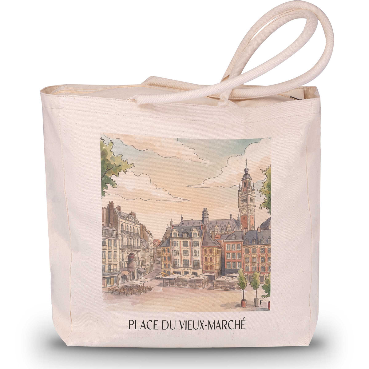 place-du-vieux-marché-rouen-frankreich-einkaufstasche-aquarell