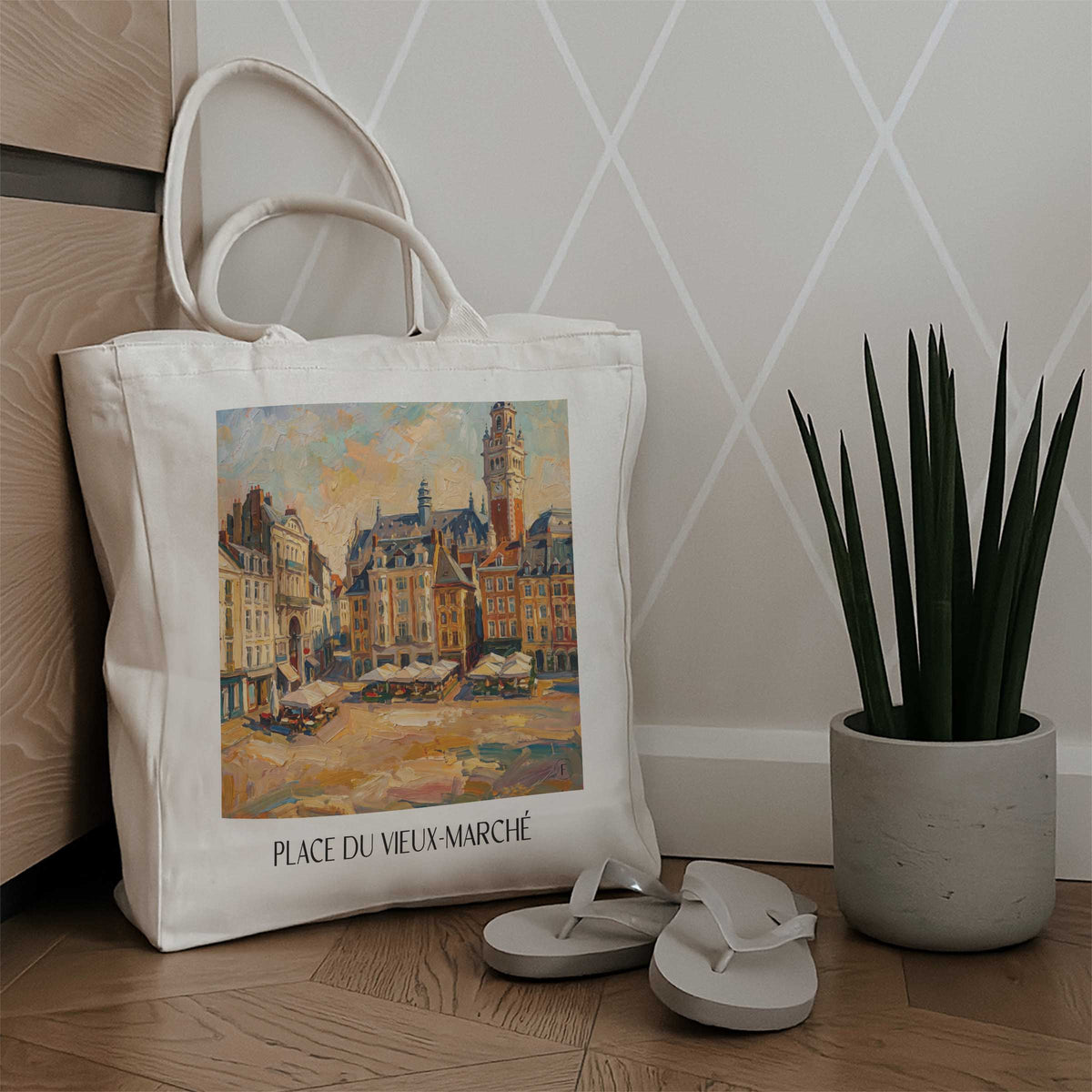 place-du-vieux-marché-rouen-frankreich-einkaufstasche-oil-painting-oelgemaelde