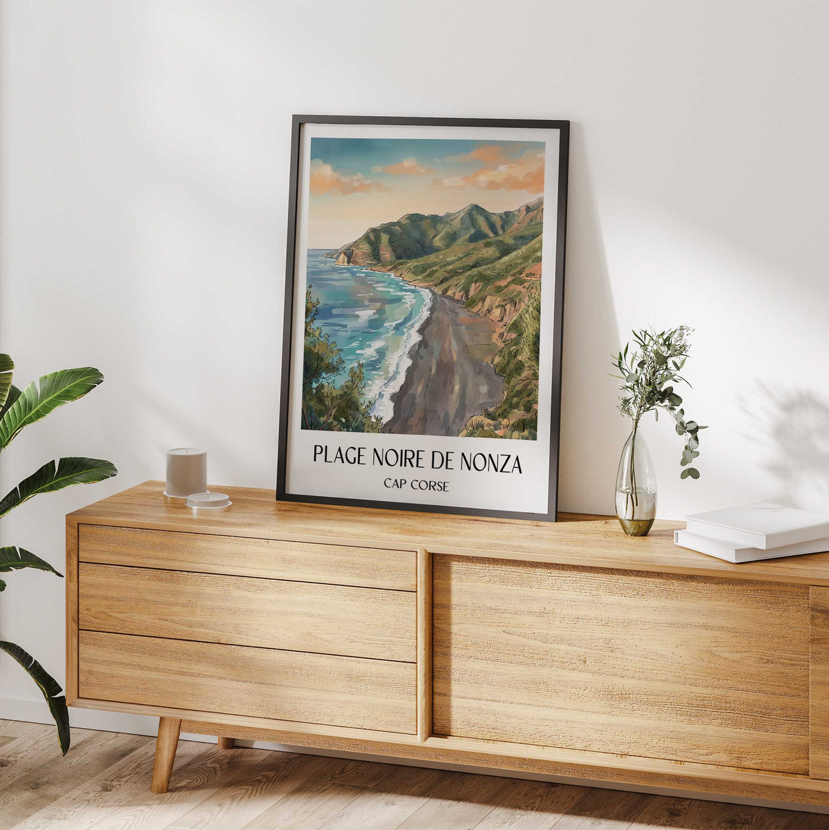 plage-noire-de-nonza-cap-corse-frankreich-poster-aquarell