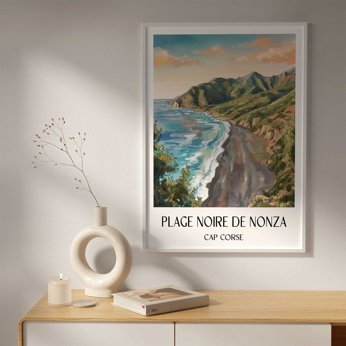 plage-noire-de-nonza-cap-corse-frankreich-poster-aquarell