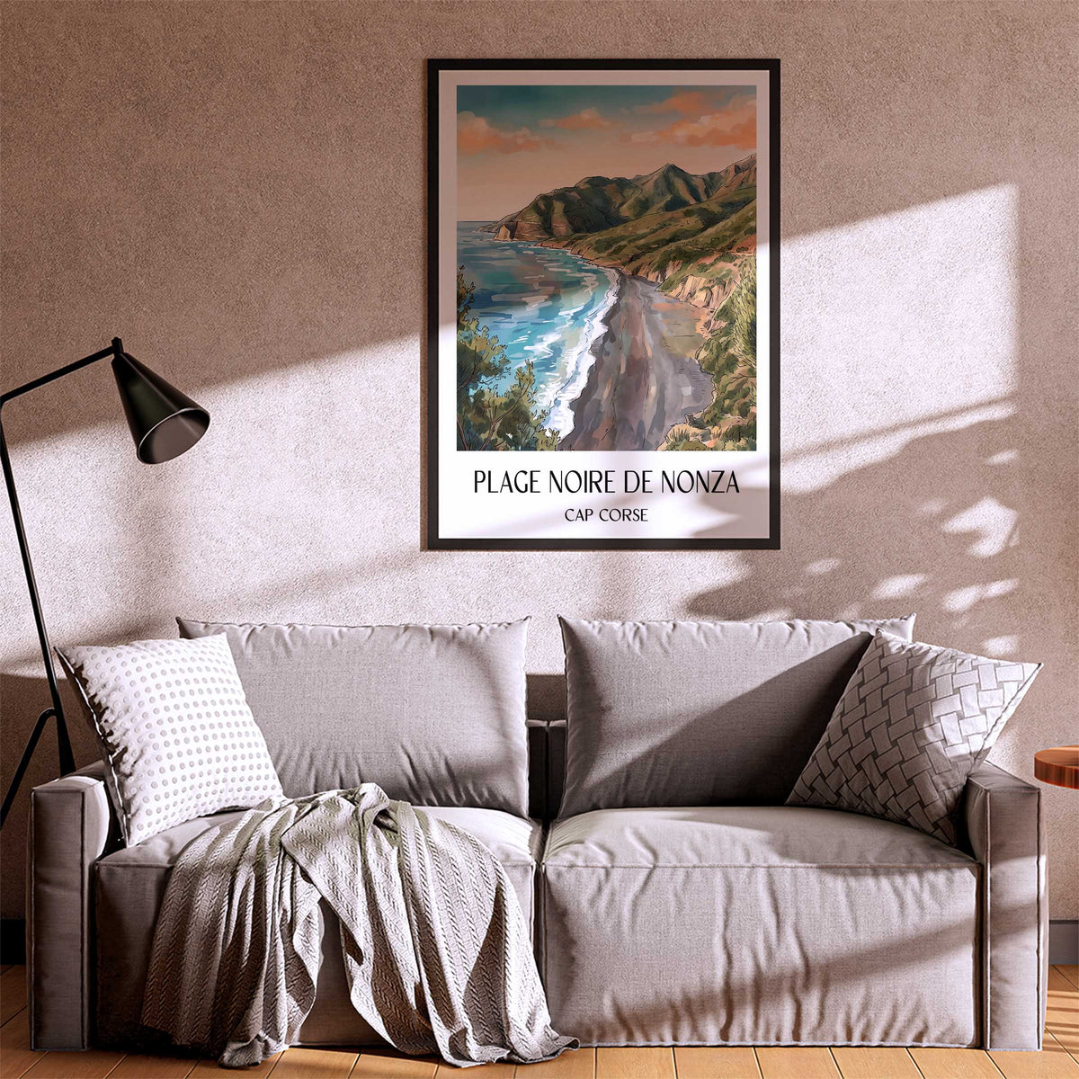 plage-noire-de-nonza-cap-corse-frankreich-poster-aquarell