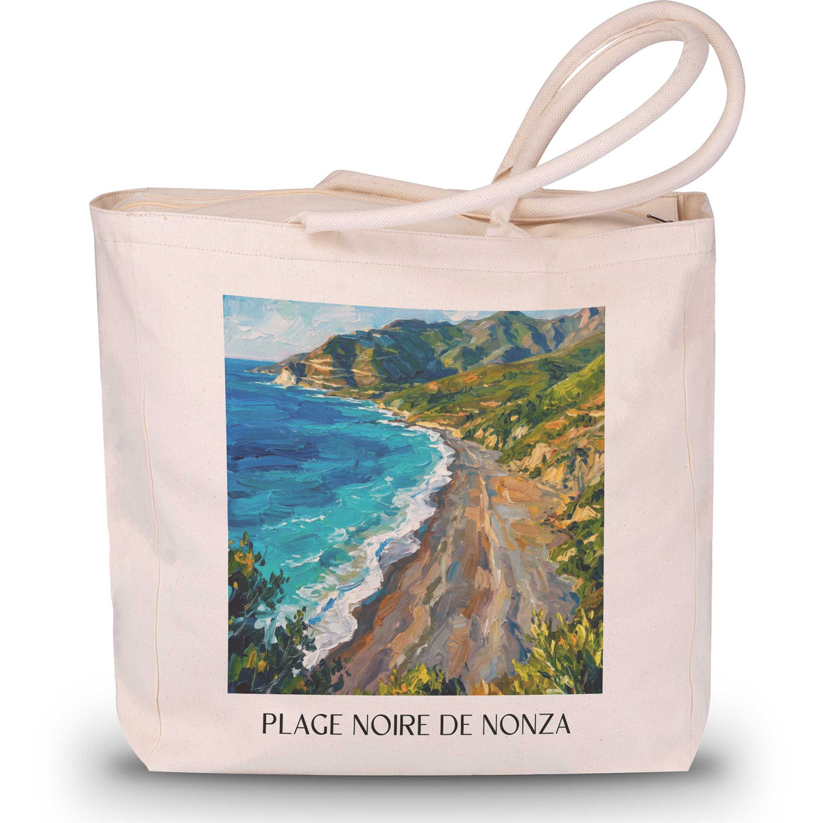 plage-noire-de-nonza-cap-corse-frankreich-einkaufstasche-oil-painting-oelgemaelde