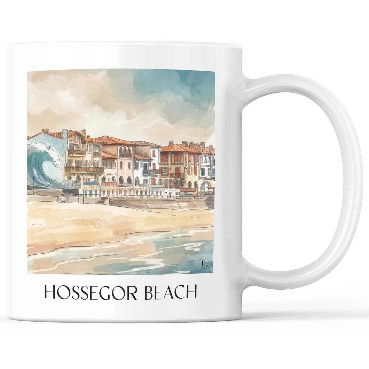 Plage d'Hossegor Kaffeebecher - Côte Landaise - Frankreich Becher - Kaffeetasse im Aquarell Stil - favplace