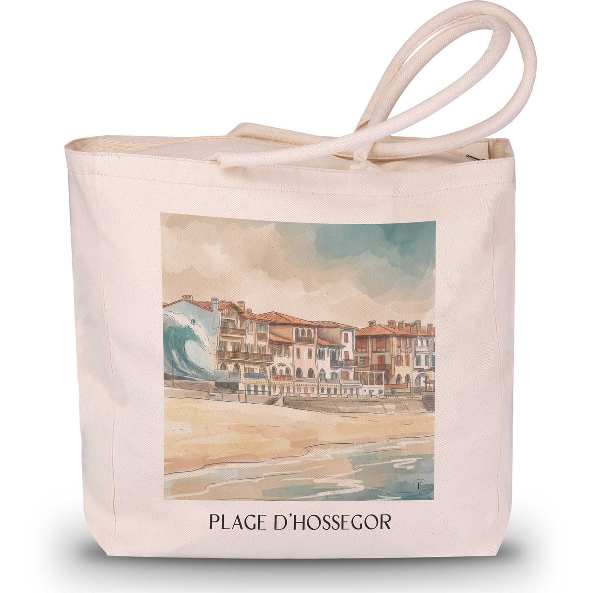 plage-d'hossegor-côte-landaise-frankreich-einkaufstasche-aquarell
