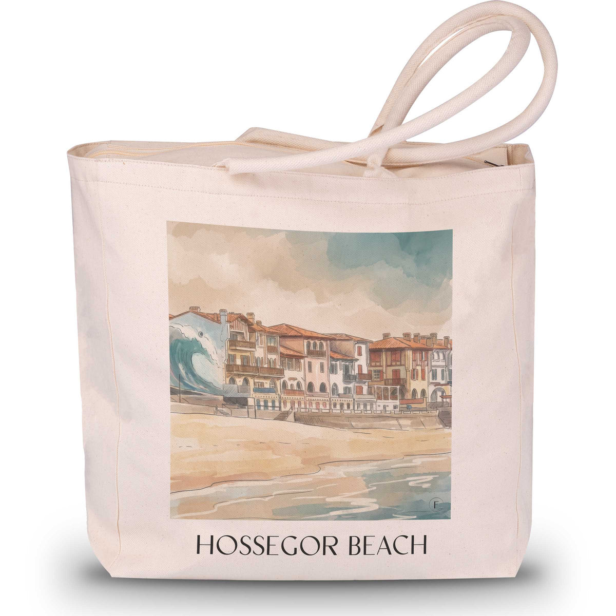 Plage d'Hossegor Shopping Tasche - Côte Landaise - Frankreich Tote Bag - Einkaufstasche im Aquarell Stil - favplace