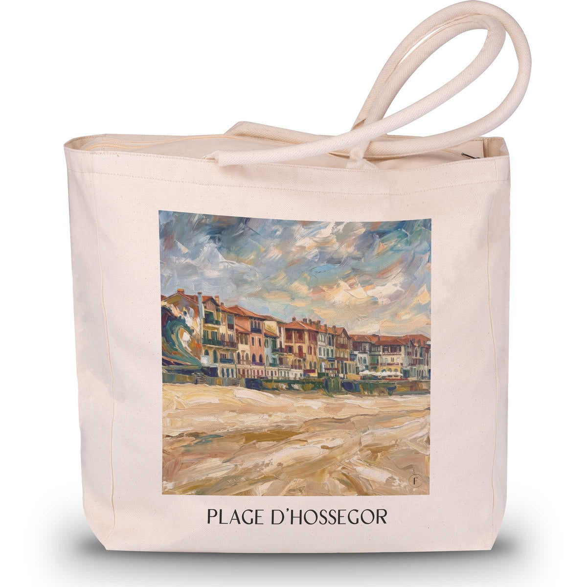plage-d'hossegor-côte-landaise-frankreich-einkaufstasche-oil-painting-oelgemaelde