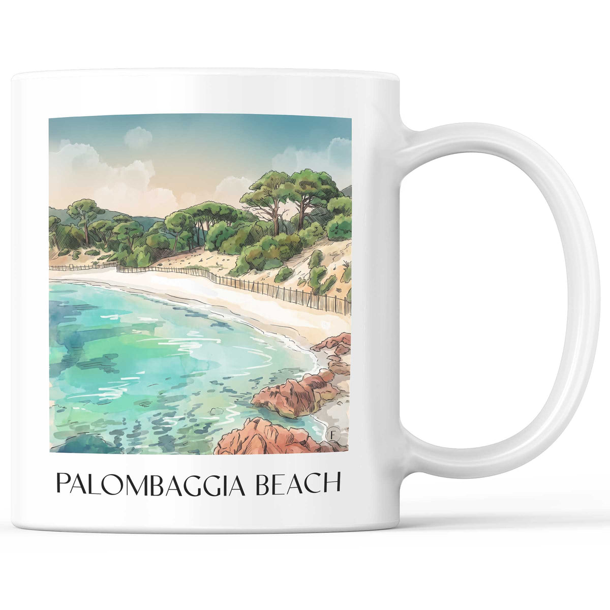 Plage de Palombaggia Kaffeebecher - Porto-Vecchio - Frankreich Becher - Kaffeetasse im Aquarell Stil