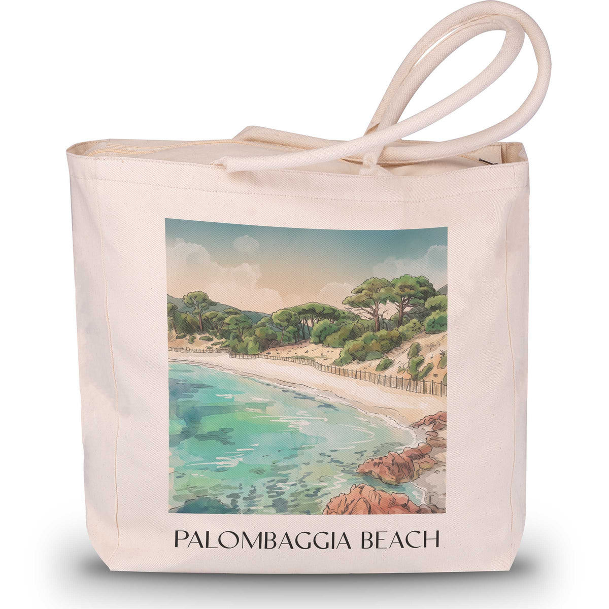 Plage de Palombaggia Shopping Tasche - Porto-Vecchio - Frankreich Tote Bag - Einkaufstasche im Aquarell Stil