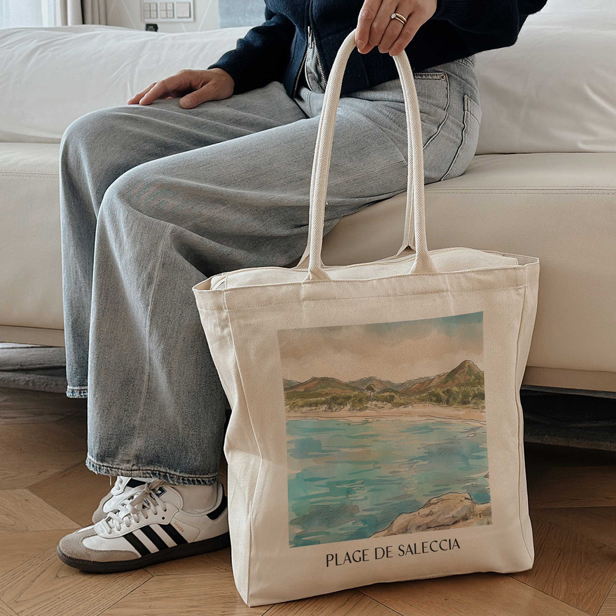 plage-de-saleccia-désert-des-agriates-frankreich-einkaufstasche-aquarell