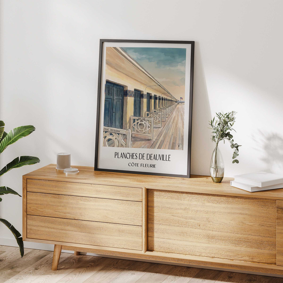planches-de-deauville-côte-fleurie-frankreich-poster-aquarell