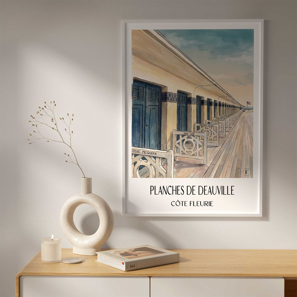 planches-de-deauville-côte-fleurie-frankreich-poster-aquarell