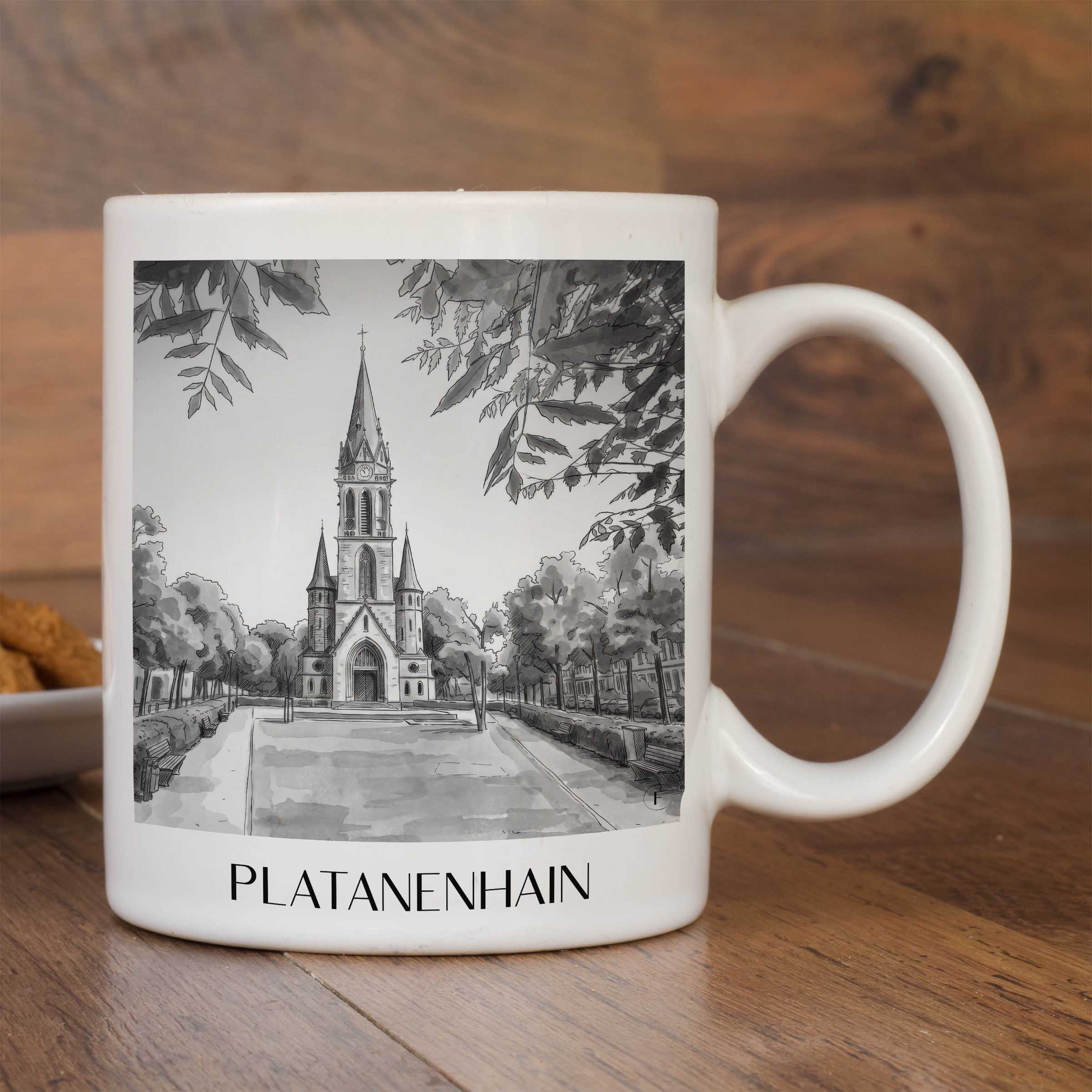 platanenhain-darmstadt-deutschland-kaffeebecher-aquarell-schwarz-weiss