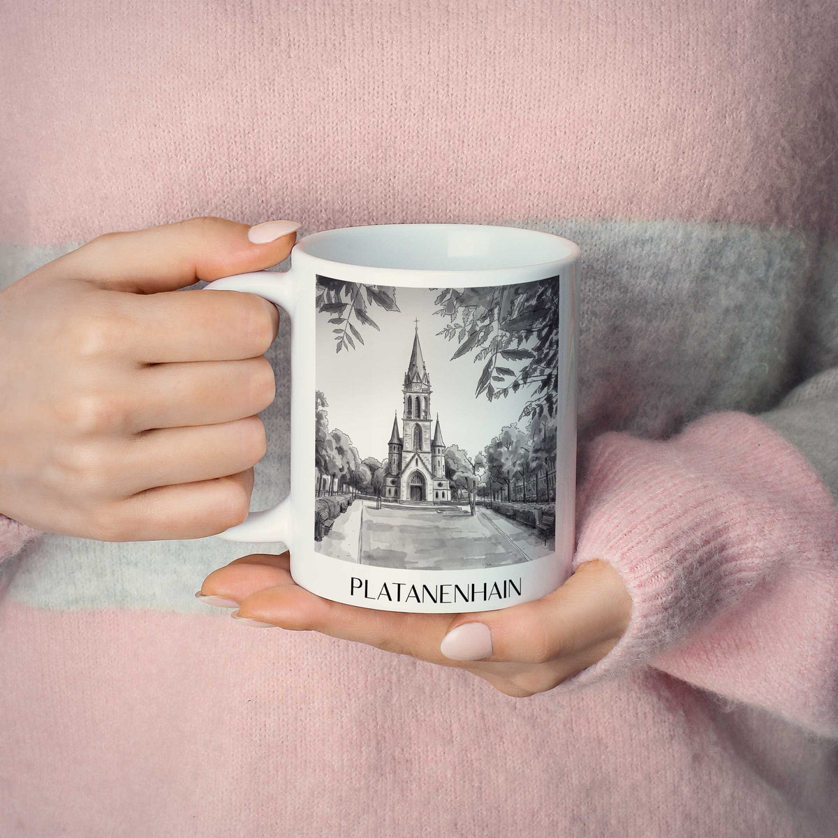 platanenhain-darmstadt-deutschland-kaffeebecher-aquarell-schwarz-weiss