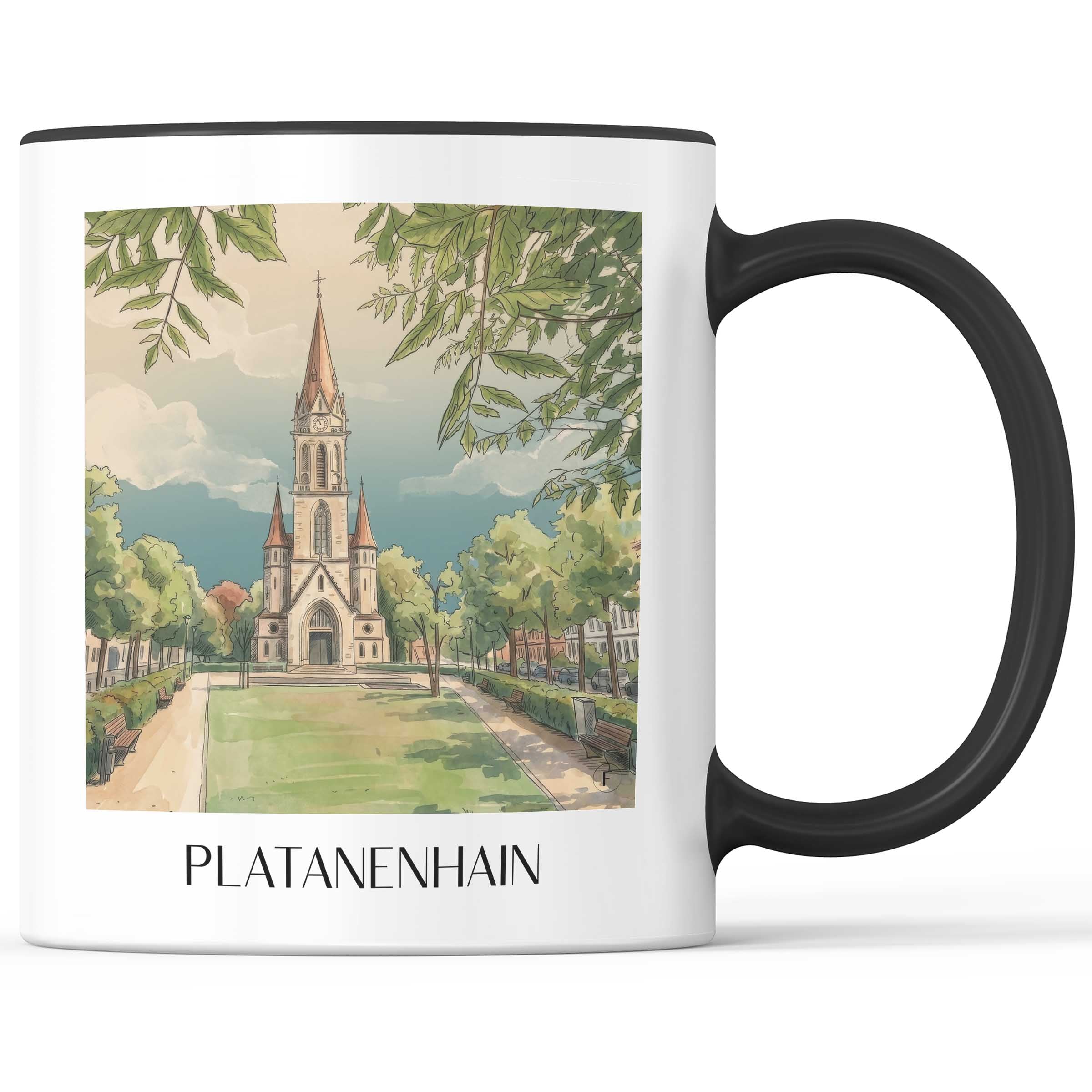 Platanenhain Kaffeebecher - Darmstadt - Deutschland Becher - Kaffeetasse im Aquarell Stil - favplace
