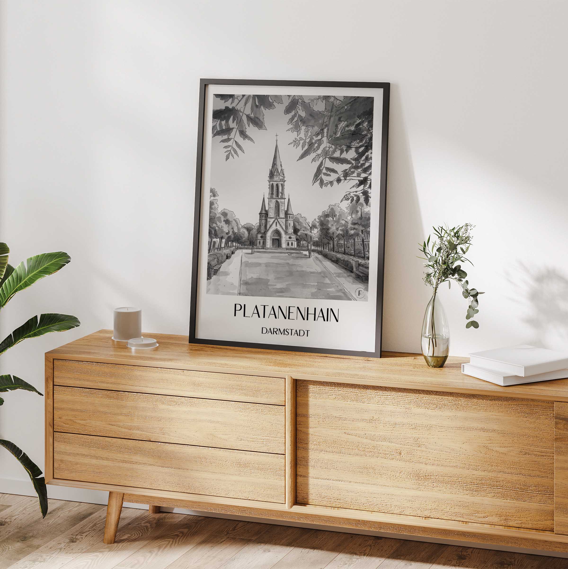 platanenhain-darmstadt-deutschland-poster-aquarell-schwarz-weiss
