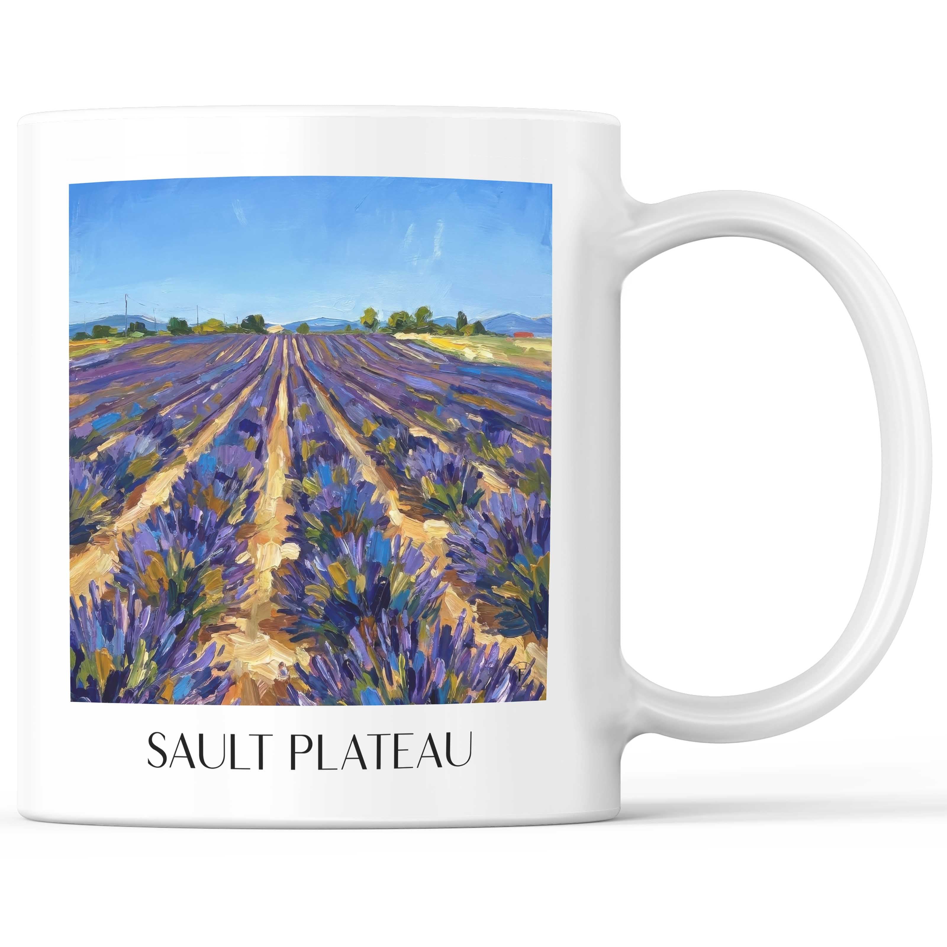 Plateau de Sault Kaffeebecher - Provence - Frankreich Becher - Kaffeetasse im Ölgemälde Stil - favplace