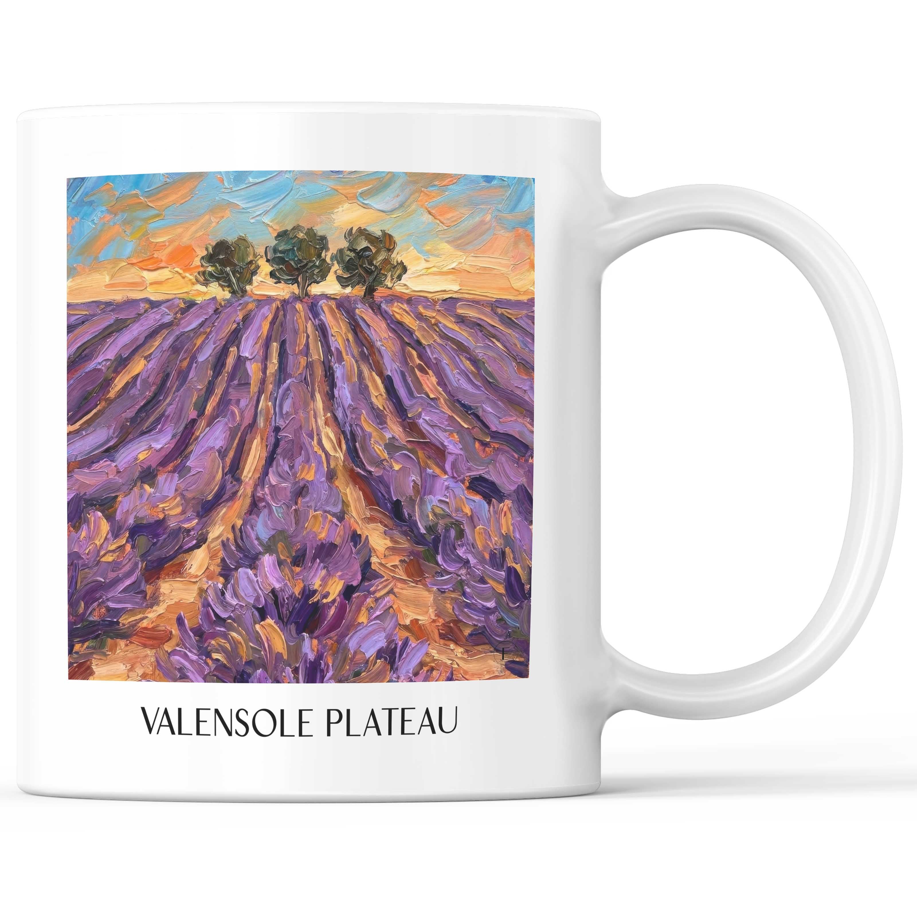 Plateau de Valensole Kaffeebecher - Provence - Frankreich Becher - Kaffeetasse im Ölgemälde Stil - favplace