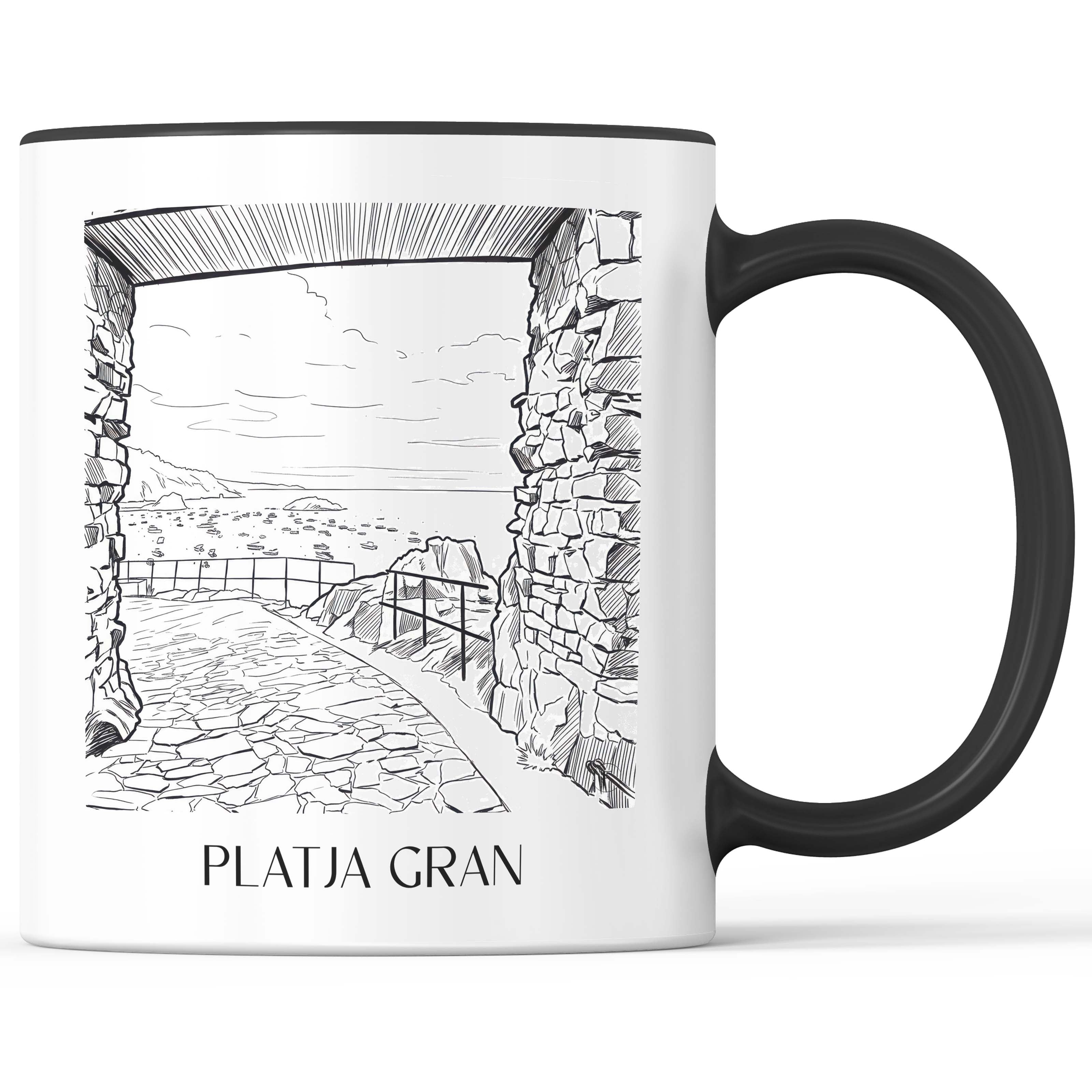 platja-gran-tossa-de-mar-spanien-kaffeebecher-skizze