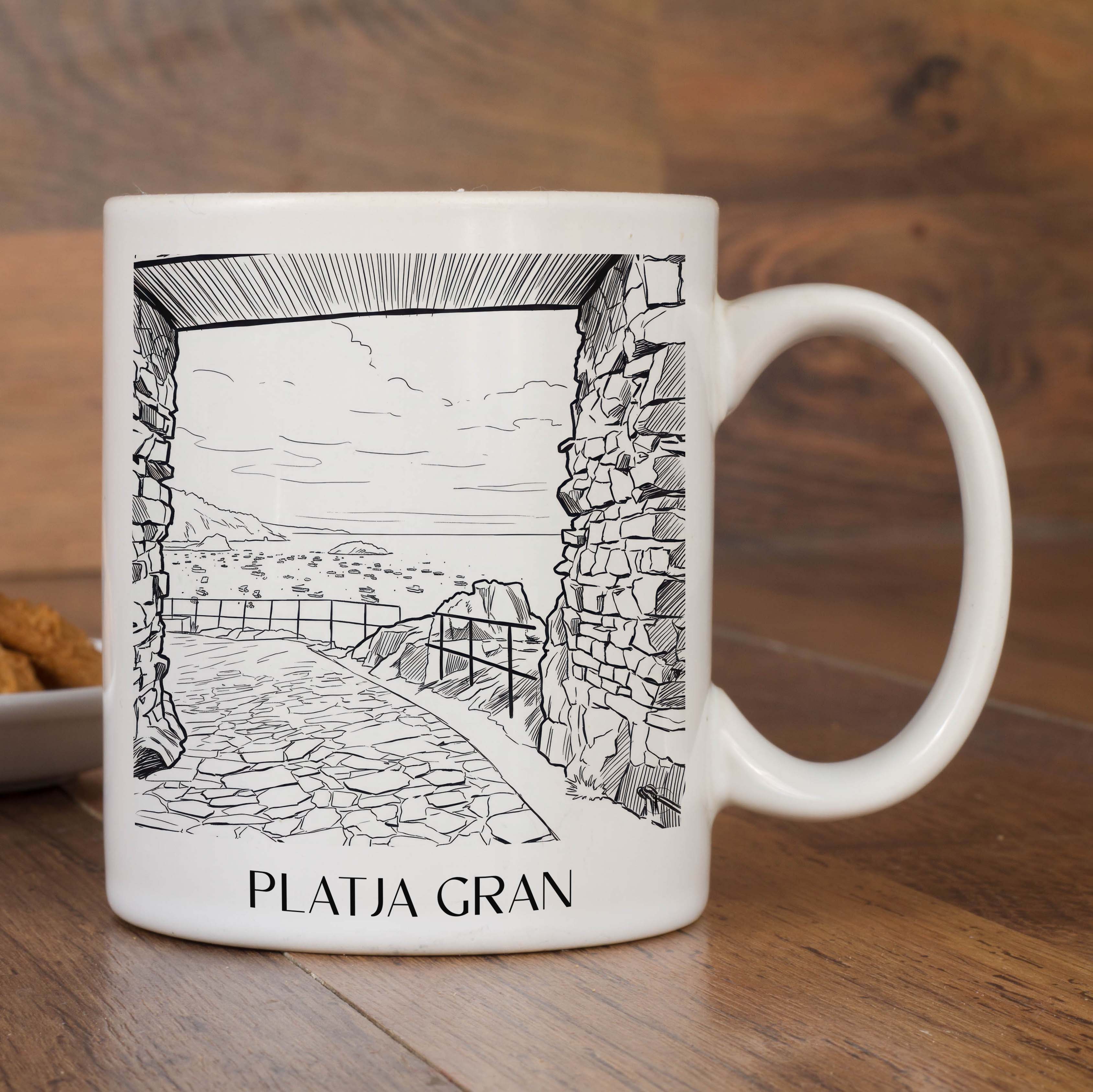platja-gran-tossa-de-mar-spanien-kaffeebecher-skizze