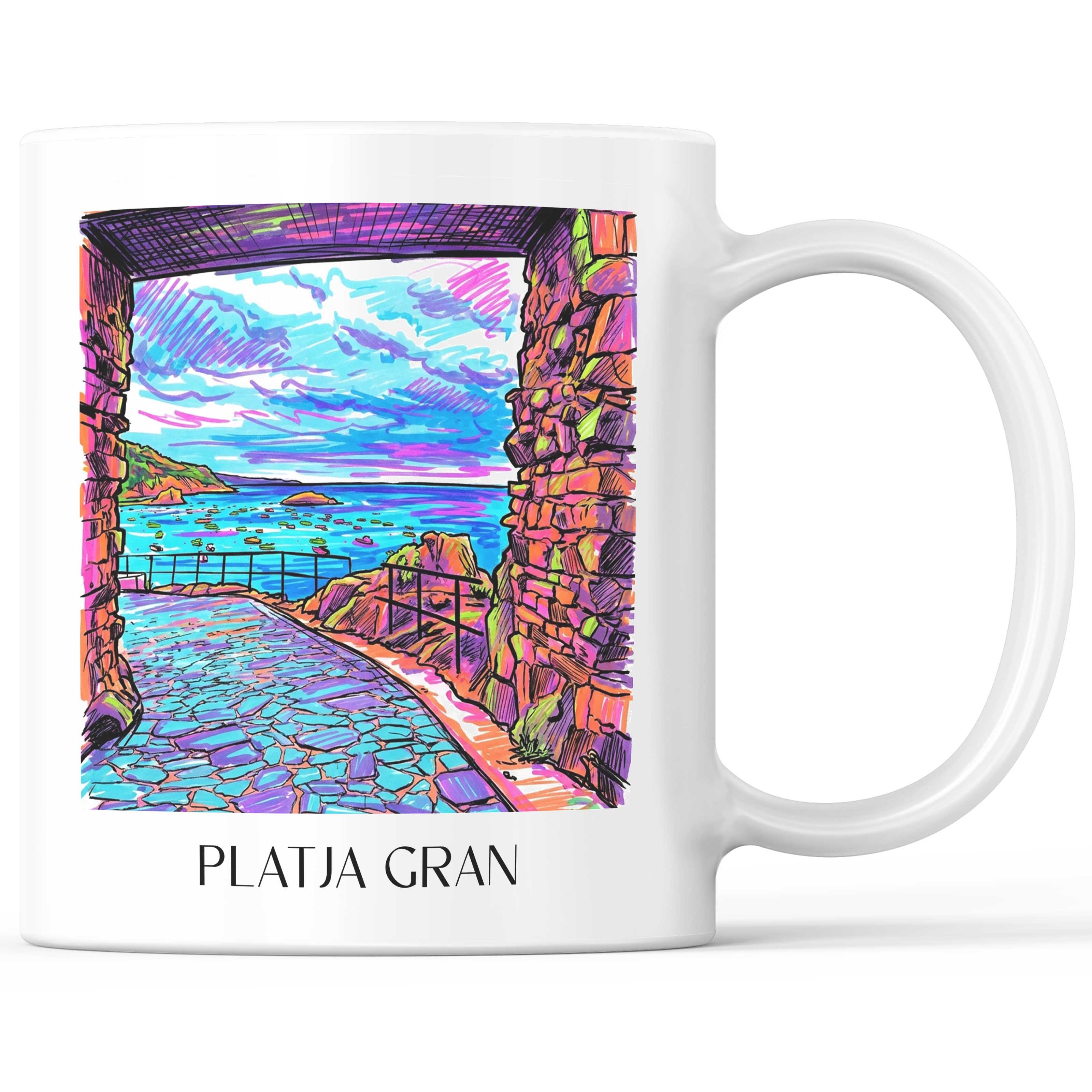 Platja Gran Kaffeebecher - Tossa de Mar - Spanien Becher - Kaffeetasse im Tag Graffiti Stil - favplace