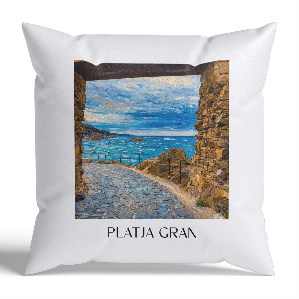 platja-gran-tossa-de-mar-spanien-kissenbezug-oil-painting-oelgemaelde