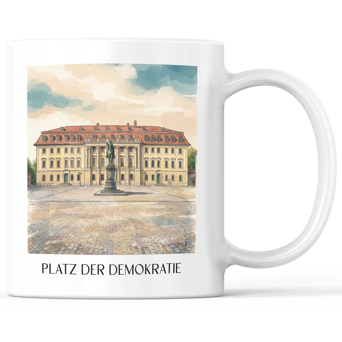 Platz der Demokratie Kaffeebecher - Weimar - Deutschland Becher - Kaffeetasse im Aquarell Stil - favplace