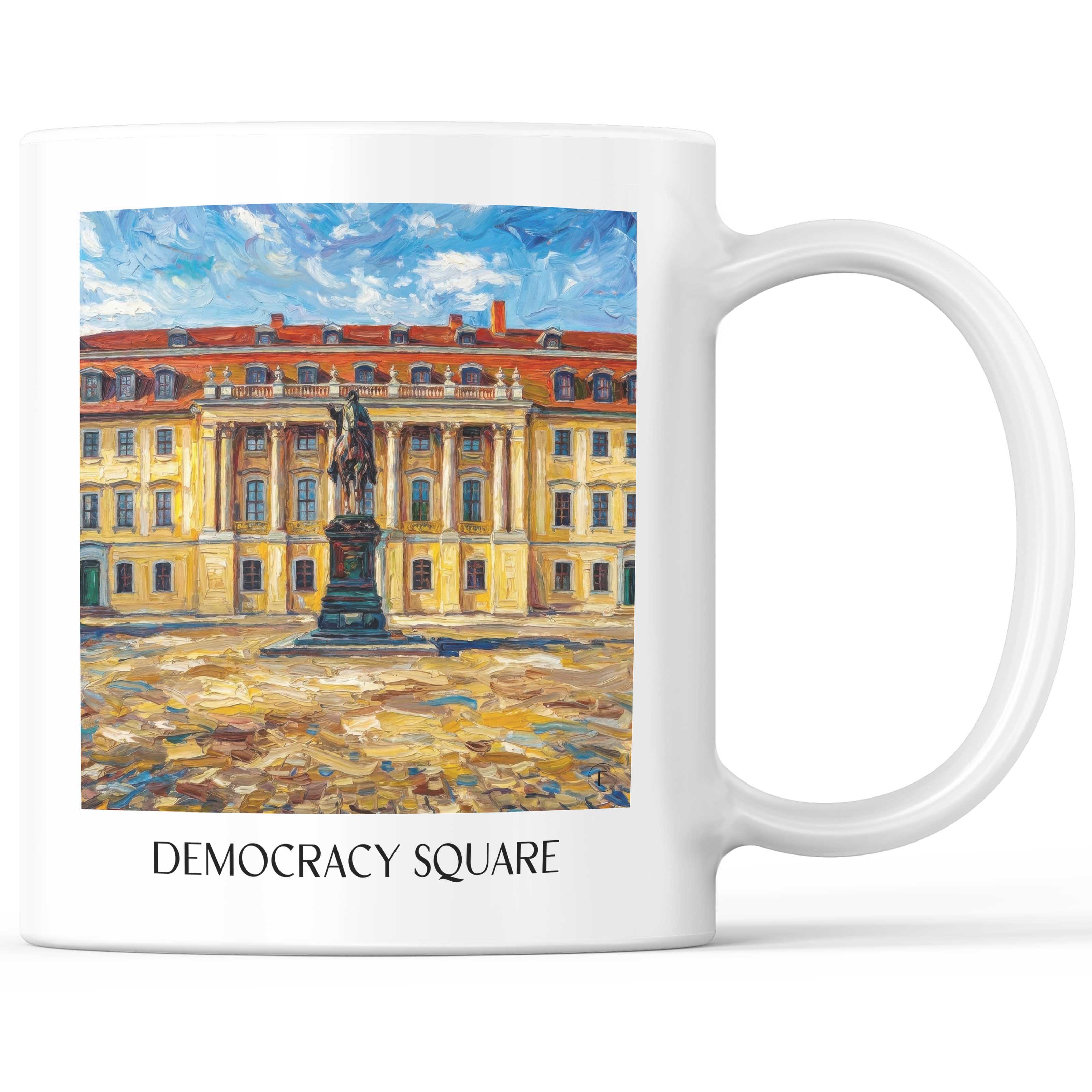 Platz der Demokratie Kaffeebecher - Weimar - Deutschland Becher - Kaffeetasse im Ölgemälde Stil - favplace
