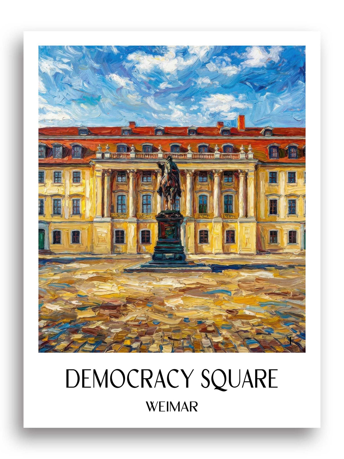 Platz der Demokratie Poster - Weimar - Deutschland Kunstdruck - Ölgemälde von A4 bis A1 - favplace