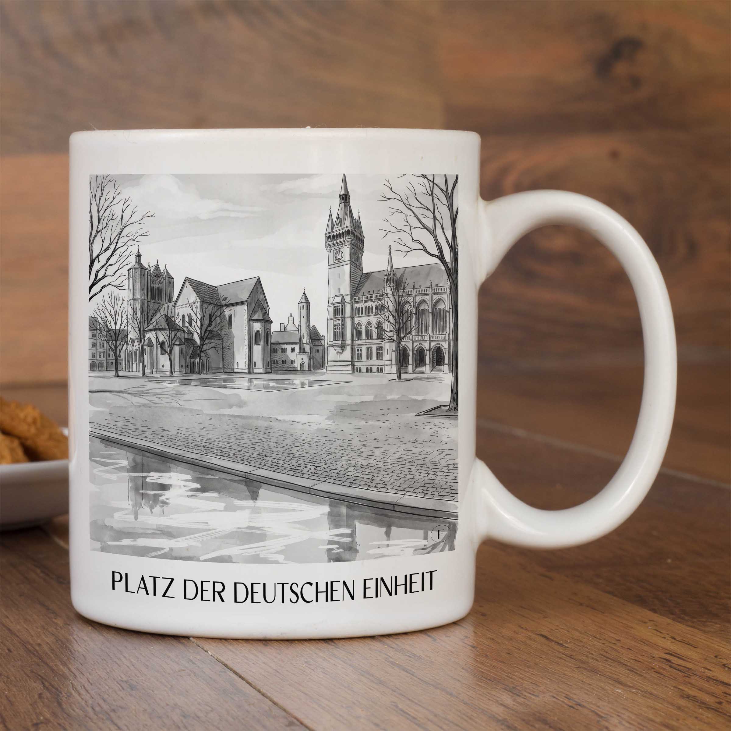 platz-der-deutschen-einheit-braunschweig-deutschland-kaffeebecher-aquarell-schwarz-weiss