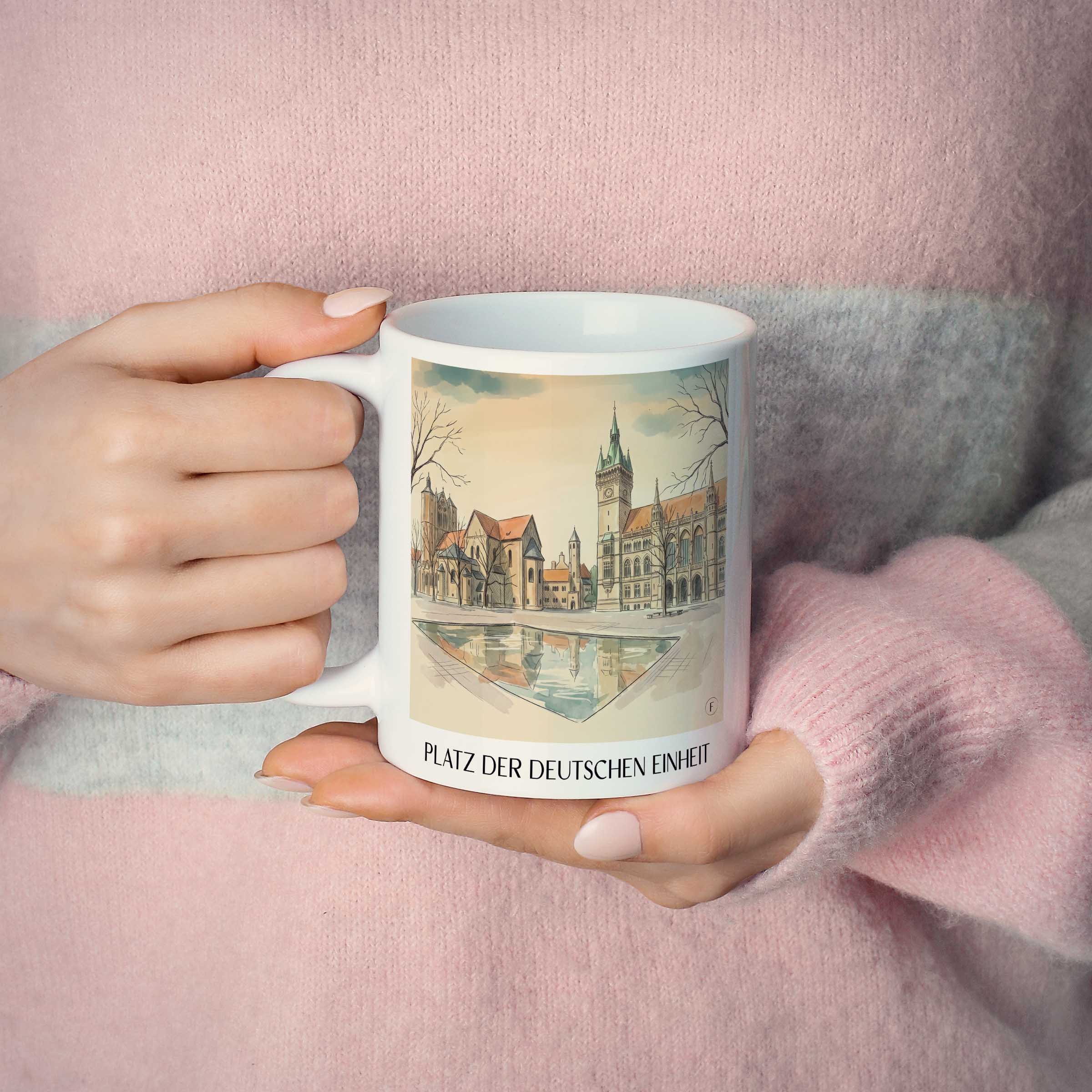 platz-der-deutschen-einheit-braunschweig-deutschland-kaffeebecher-aquarell