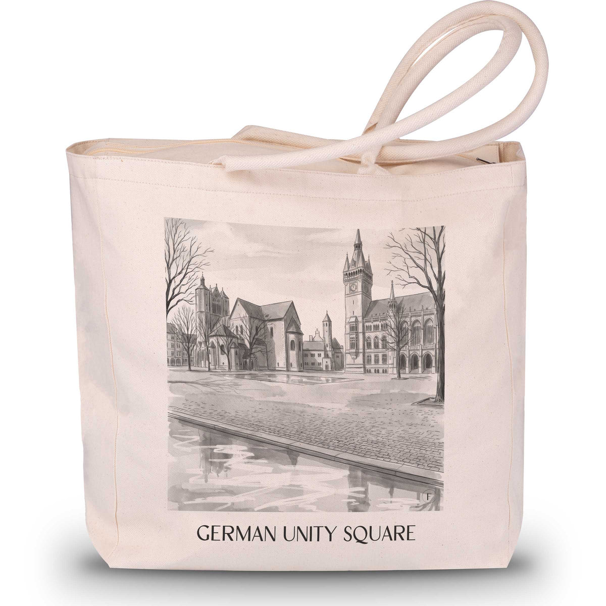 Platz der deutschen Einheit Shopping Tasche - Braunschweig - Deutschland Tote Bag - Einkaufstasche im Aquarell Schwarz-Weiß Stil - favplace