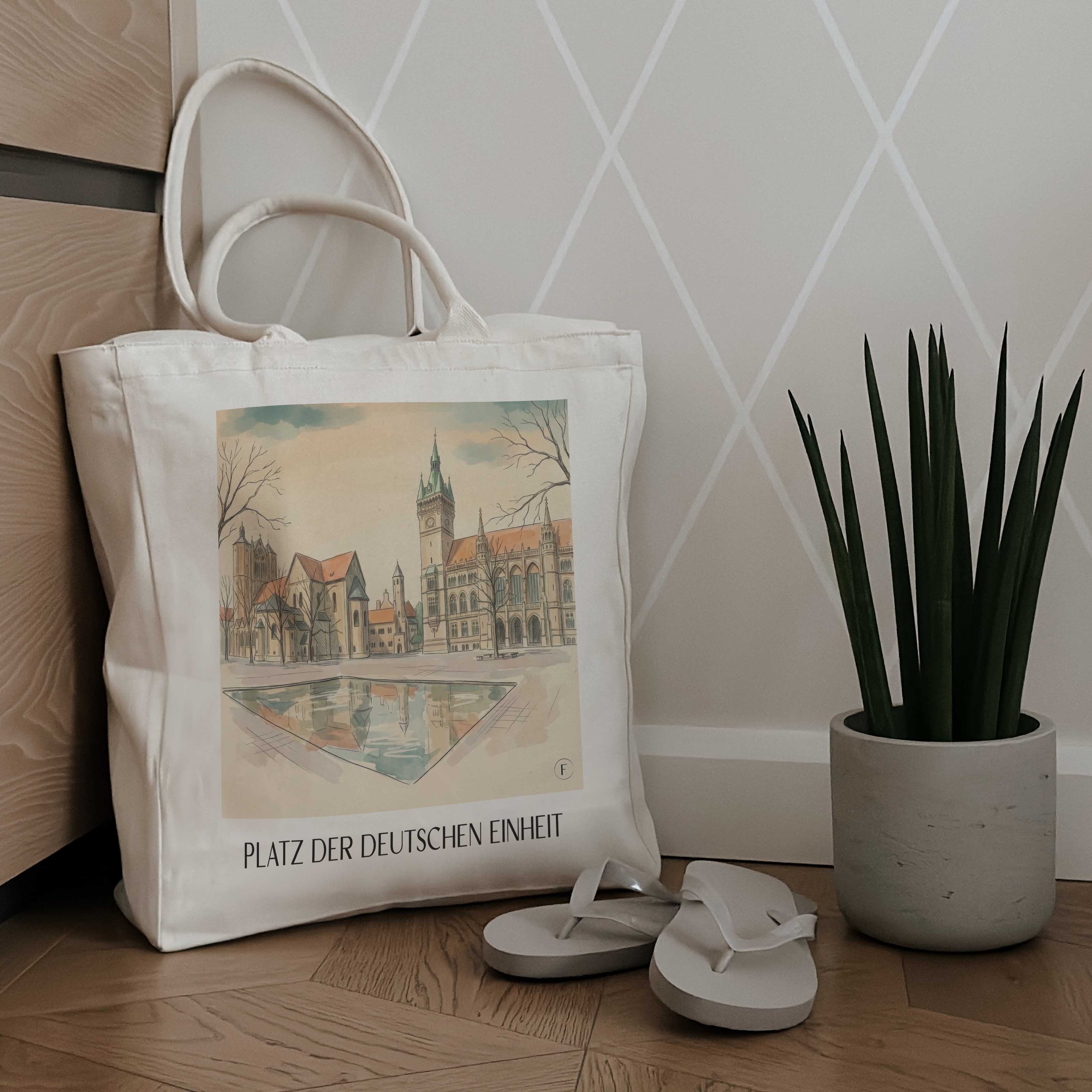 platz-der-deutschen-einheit-braunschweig-deutschland-einkaufstasche-aquarell