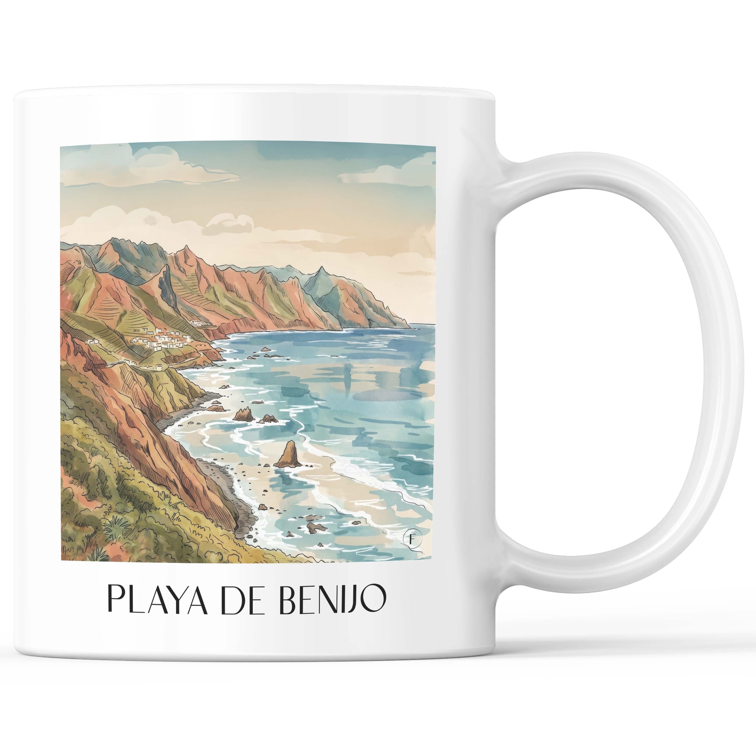 Playa de Benijo Kaffeebecher - Teneriffa - Spanien Becher - Kaffeetasse im Aquarell Stil - favplace