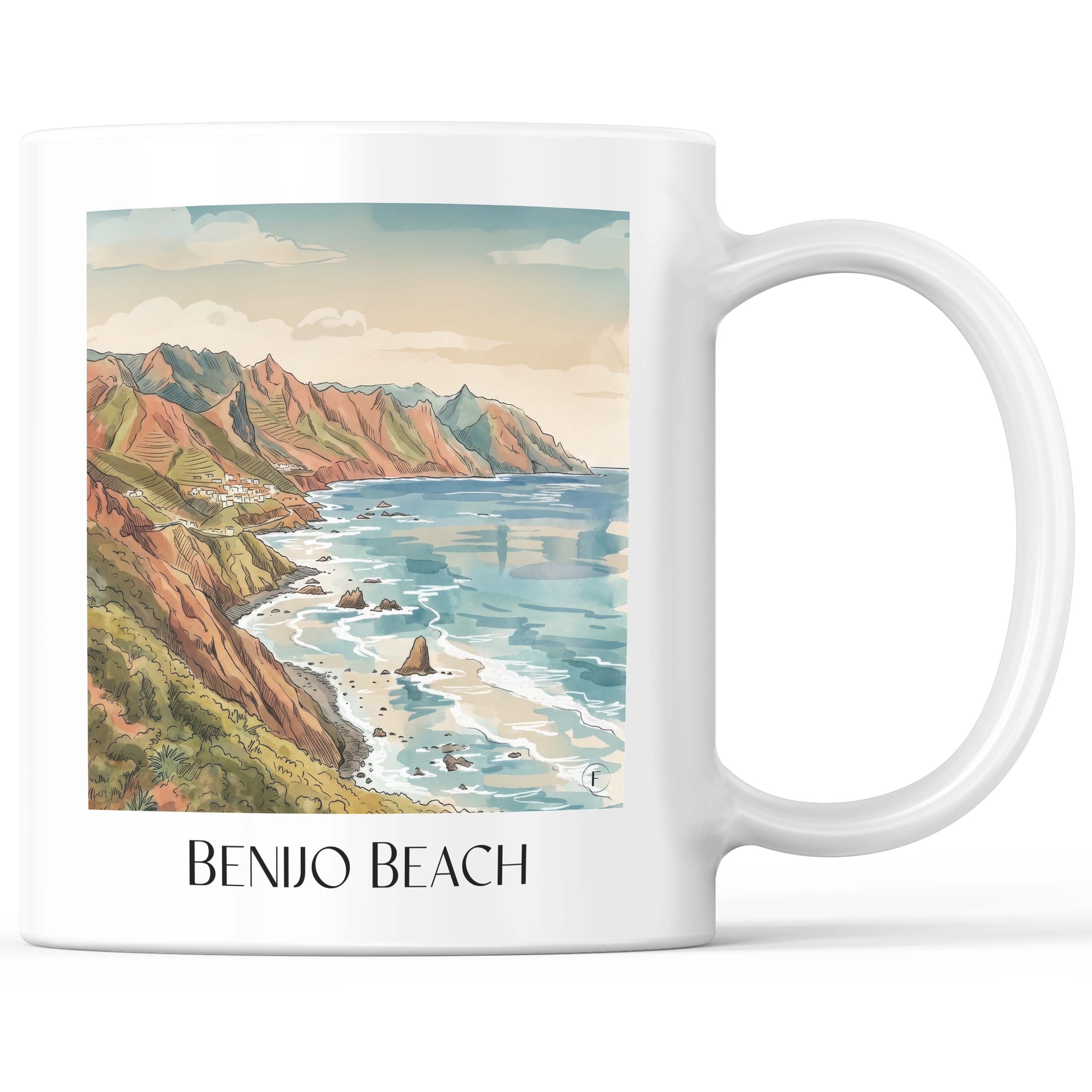 Playa de Benijo Kaffeebecher - Teneriffa - Spanien Becher - Kaffeetasse im Aquarell Stil - favplace
