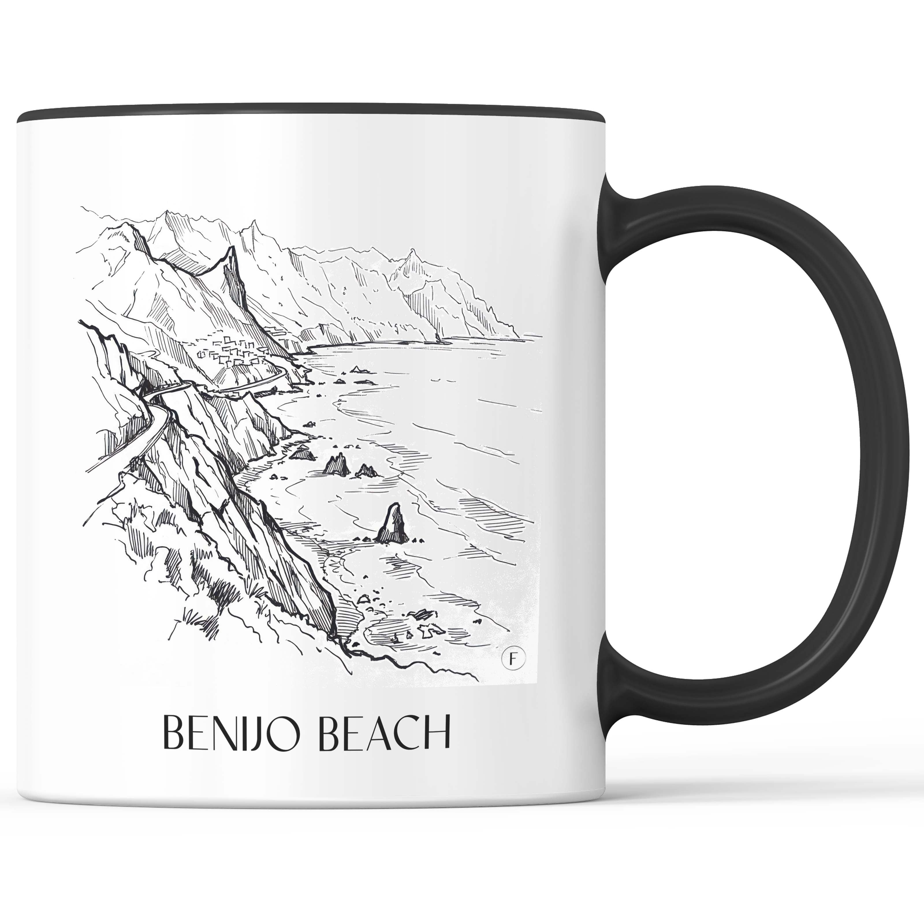 Playa de Benijo Kaffeebecher - Teneriffa - Spanien Becher - Kaffeetasse im Skizze Stil - favplace