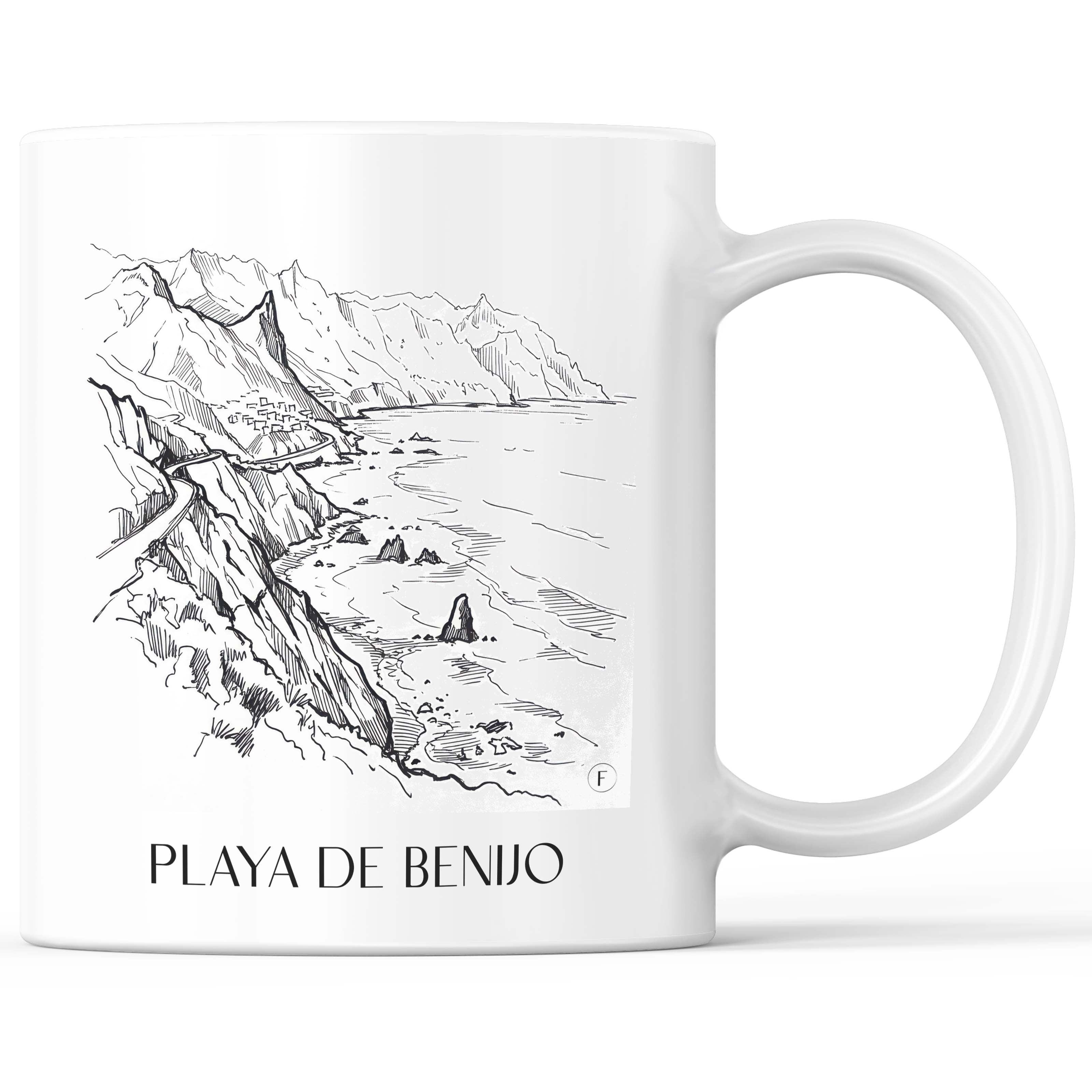 Playa de Benijo Kaffeebecher - Teneriffa - Spanien Becher - Kaffeetasse im Skizze Stil - favplace