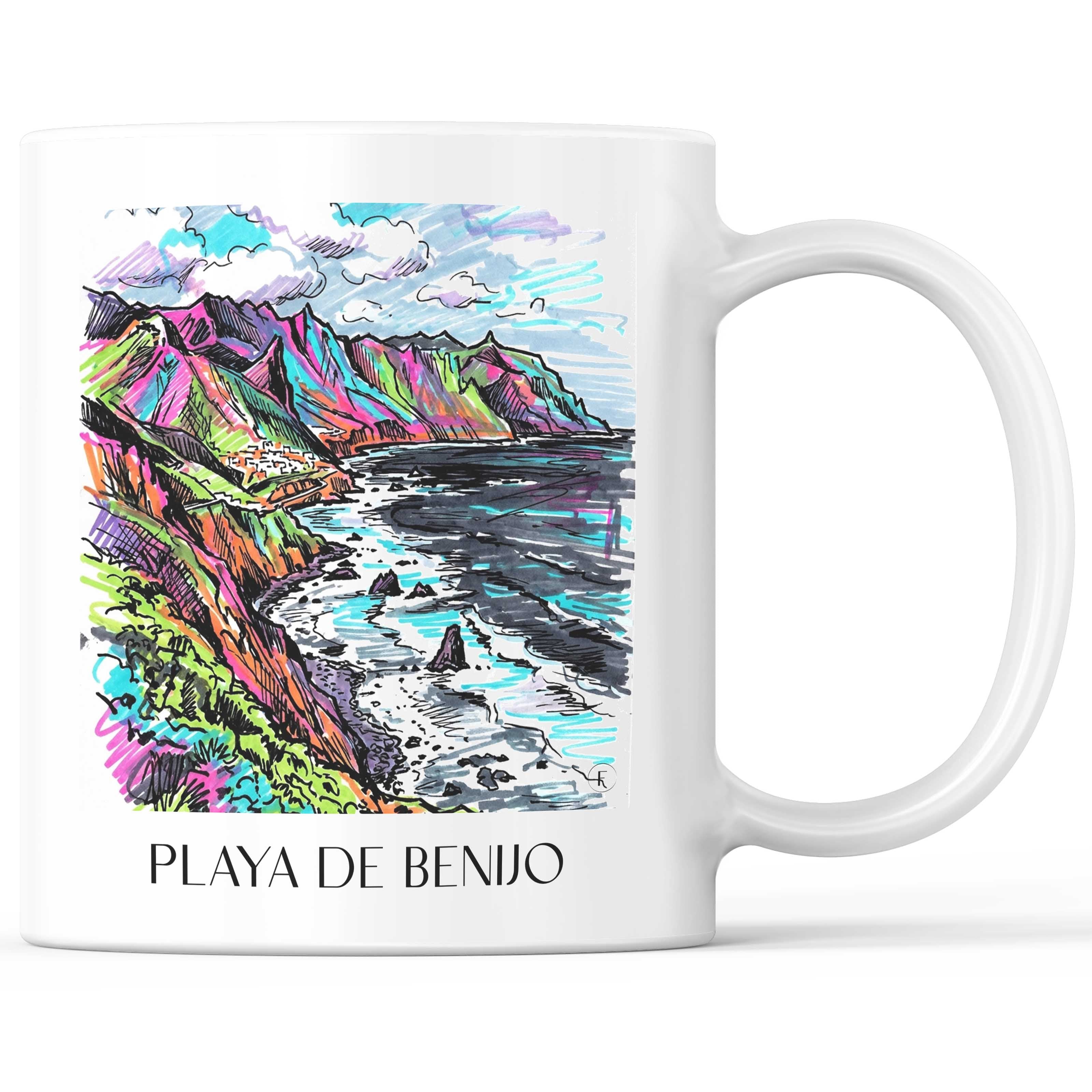 Playa de Benijo Kaffeebecher - Teneriffa - Spanien Becher - Kaffeetasse im Tag Graffiti Stil - favplace