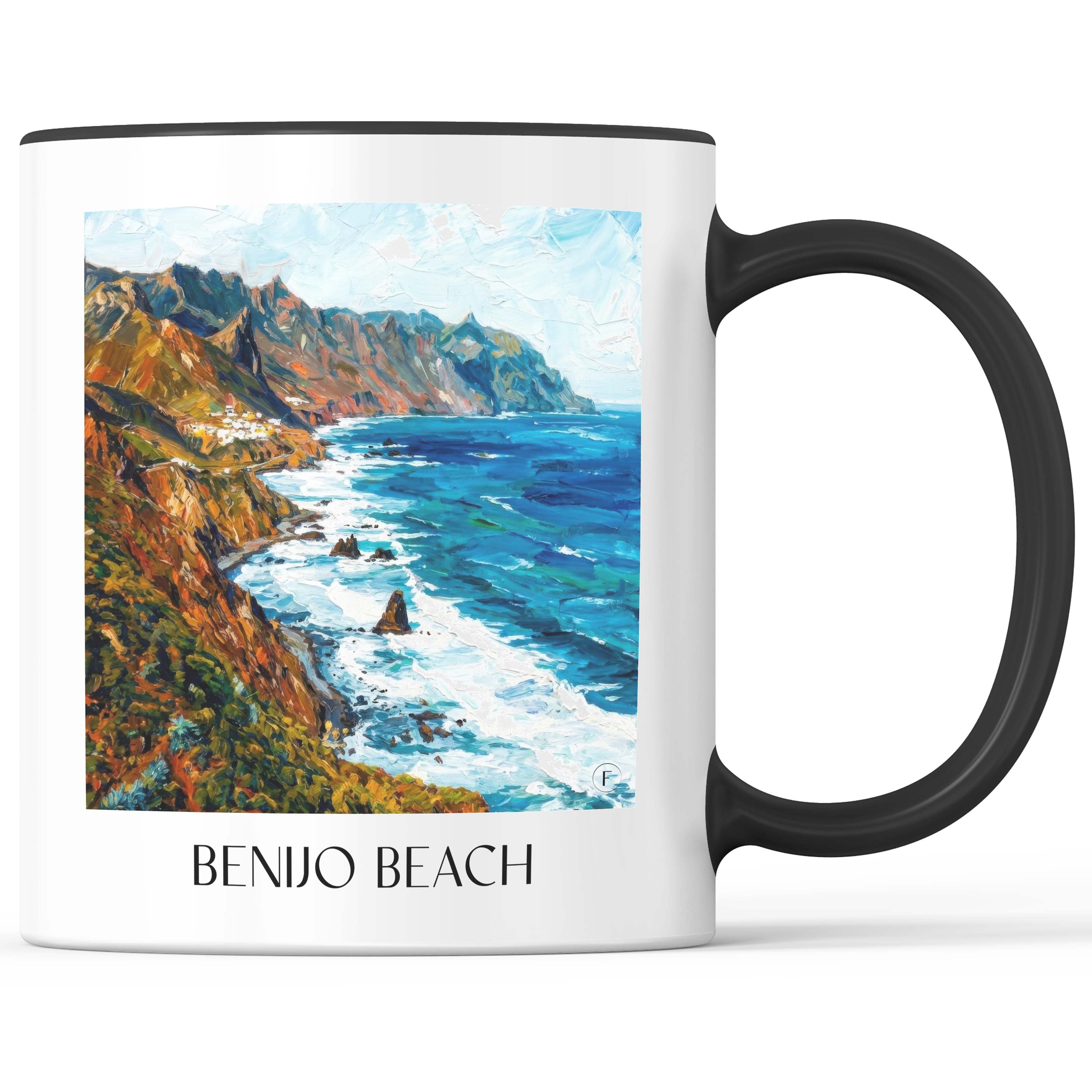 Playa de Benijo Kaffeebecher - Teneriffa - Spanien Becher - Kaffeetasse im Ölgemälde Stil - favplace