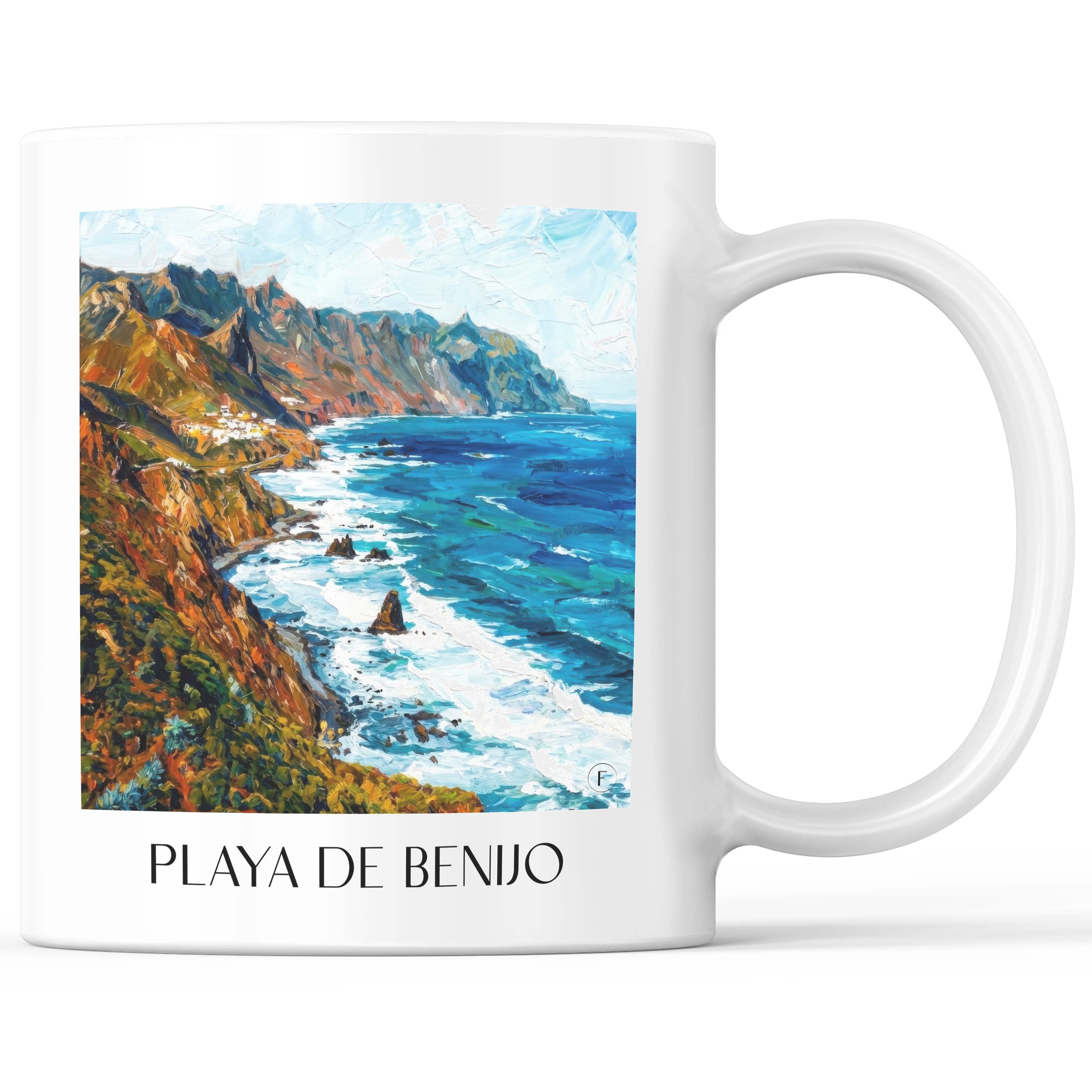 Playa de Benijo Kaffeebecher - Teneriffa - Spanien Becher - Kaffeetasse im Ölgemälde Stil - favplace
