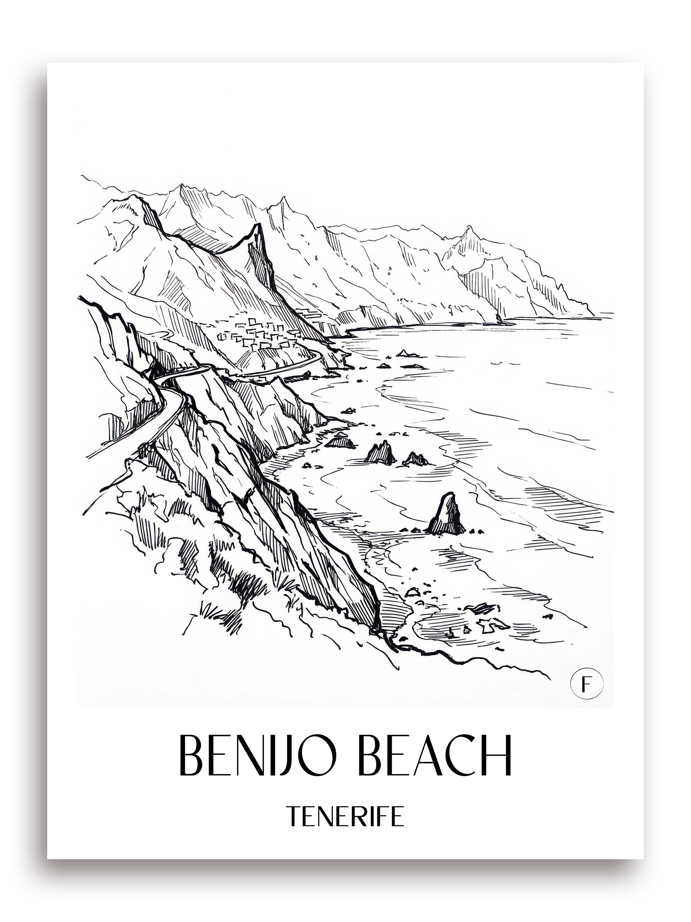Playa de Benijo Poster - Teneriffa - Spanien Kunstdruck - Skizze von A4 bis A1 - favplace