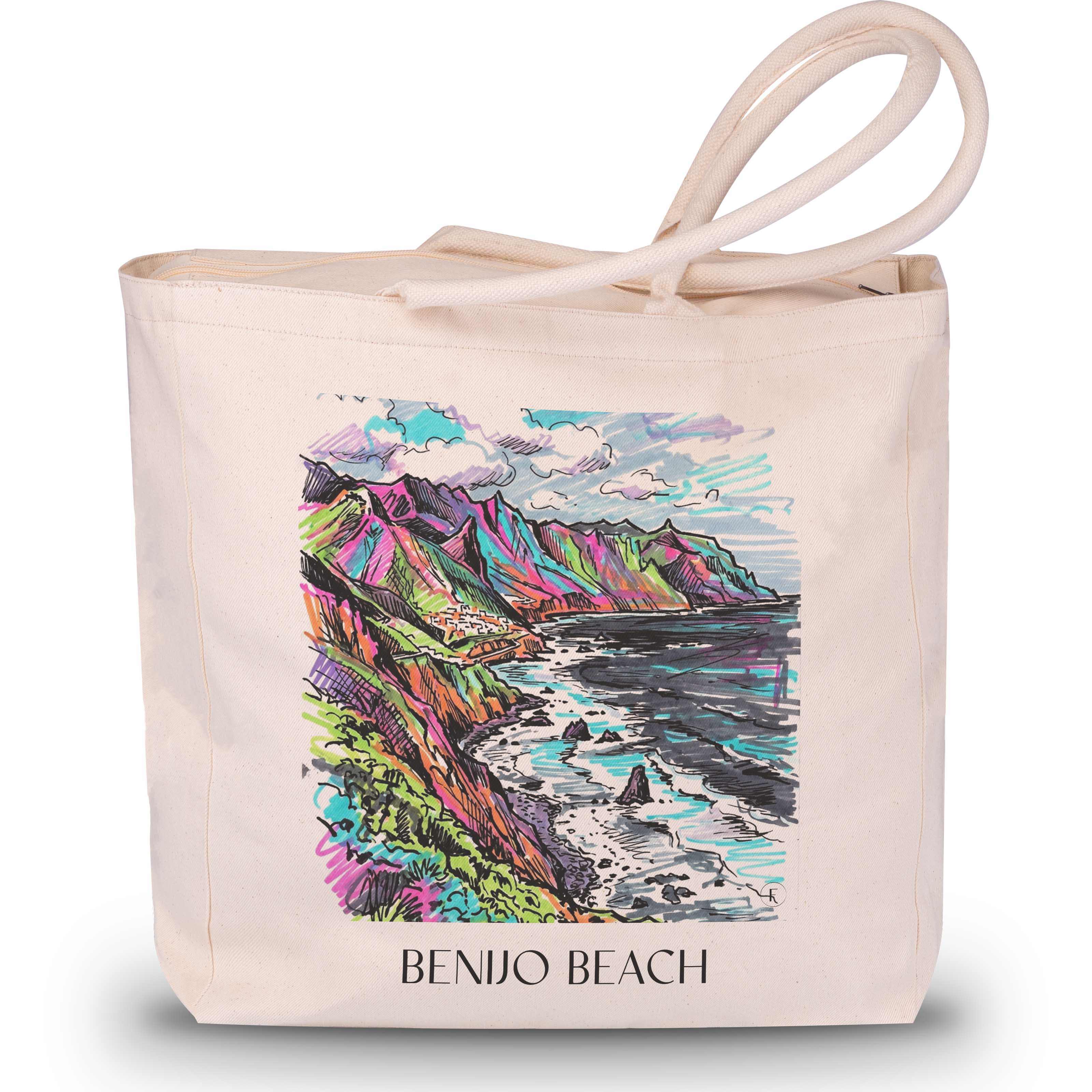 Playa de Benijo Shopping Tasche - Teneriffa - Spanien Tote Bag - Einkaufstasche im Tag Graffiti Stil - favplace