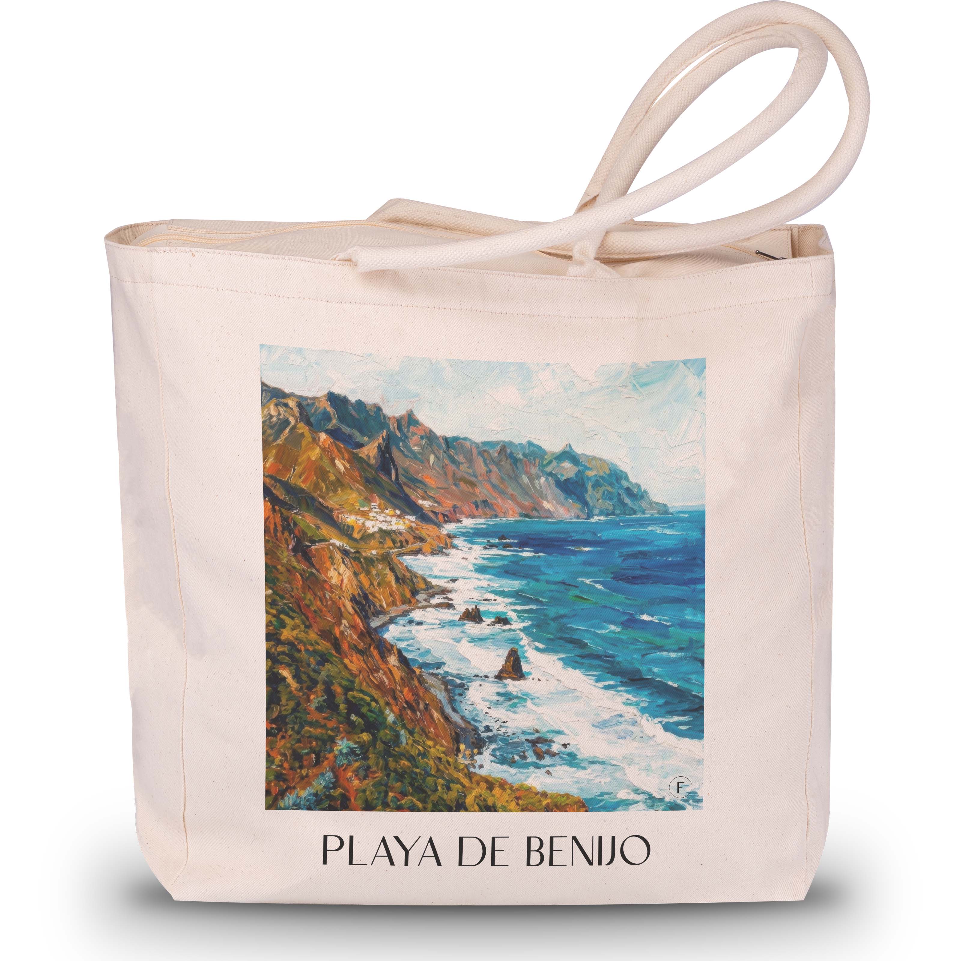 playa-de-benijo-teneriffa-spanien-einkaufstasche-oil-painting-oelgemaelde