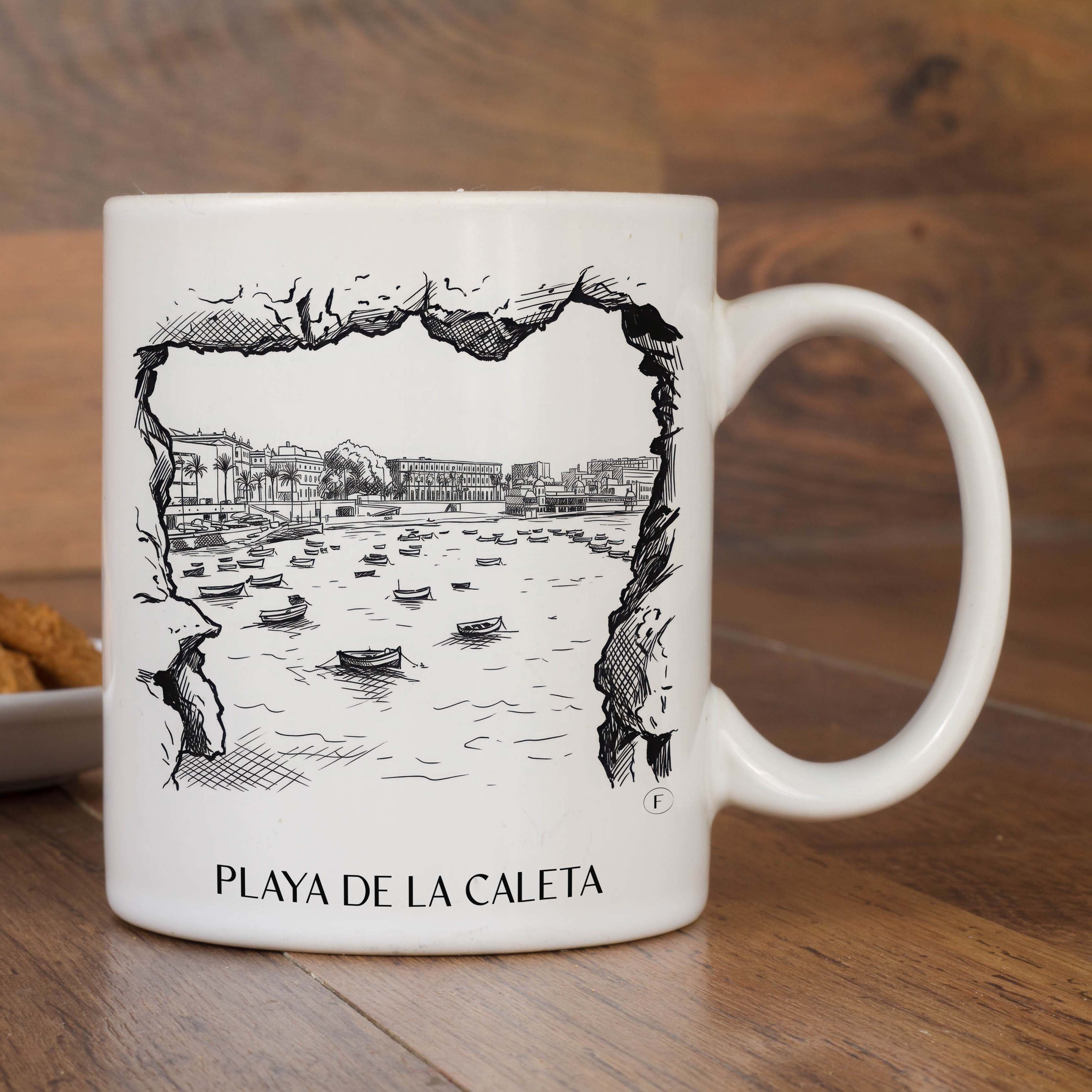 playa-de-la-caleta-cádiz-spanien-kaffeebecher-skizze