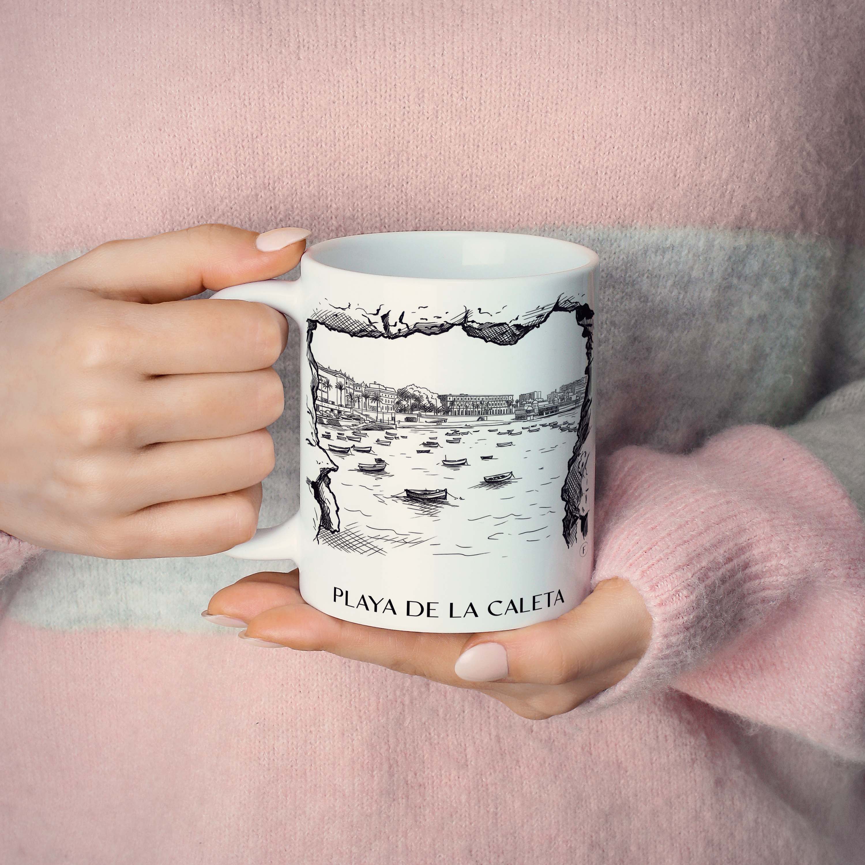 playa-de-la-caleta-cádiz-spanien-kaffeebecher-skizze