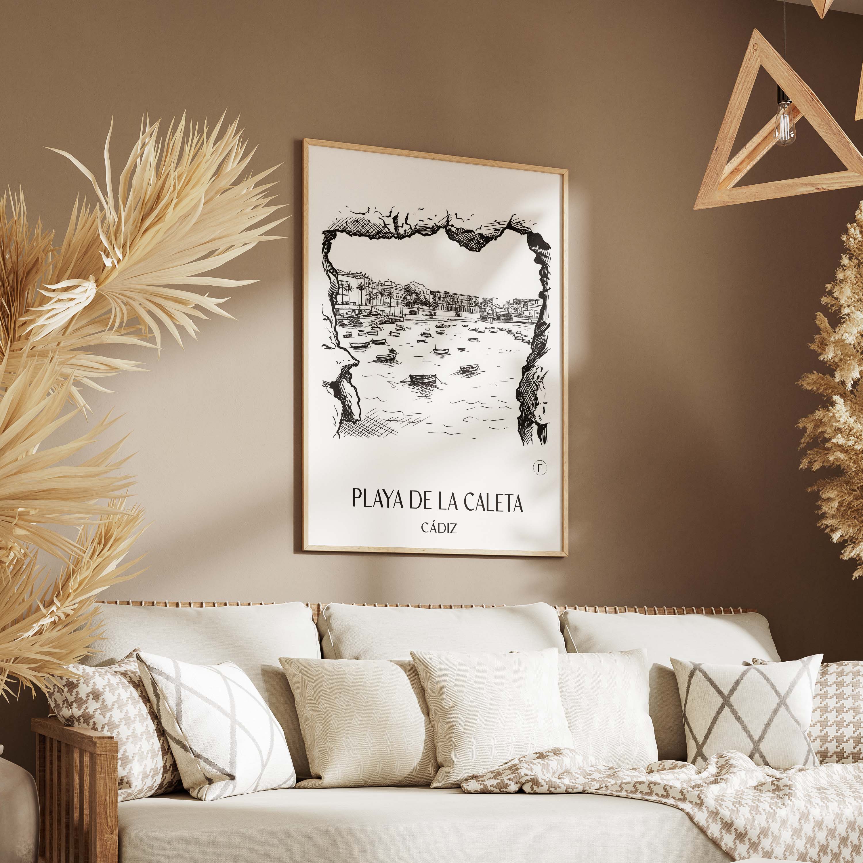 playa-de-la-caleta-cádiz-spanien-poster-skizze
